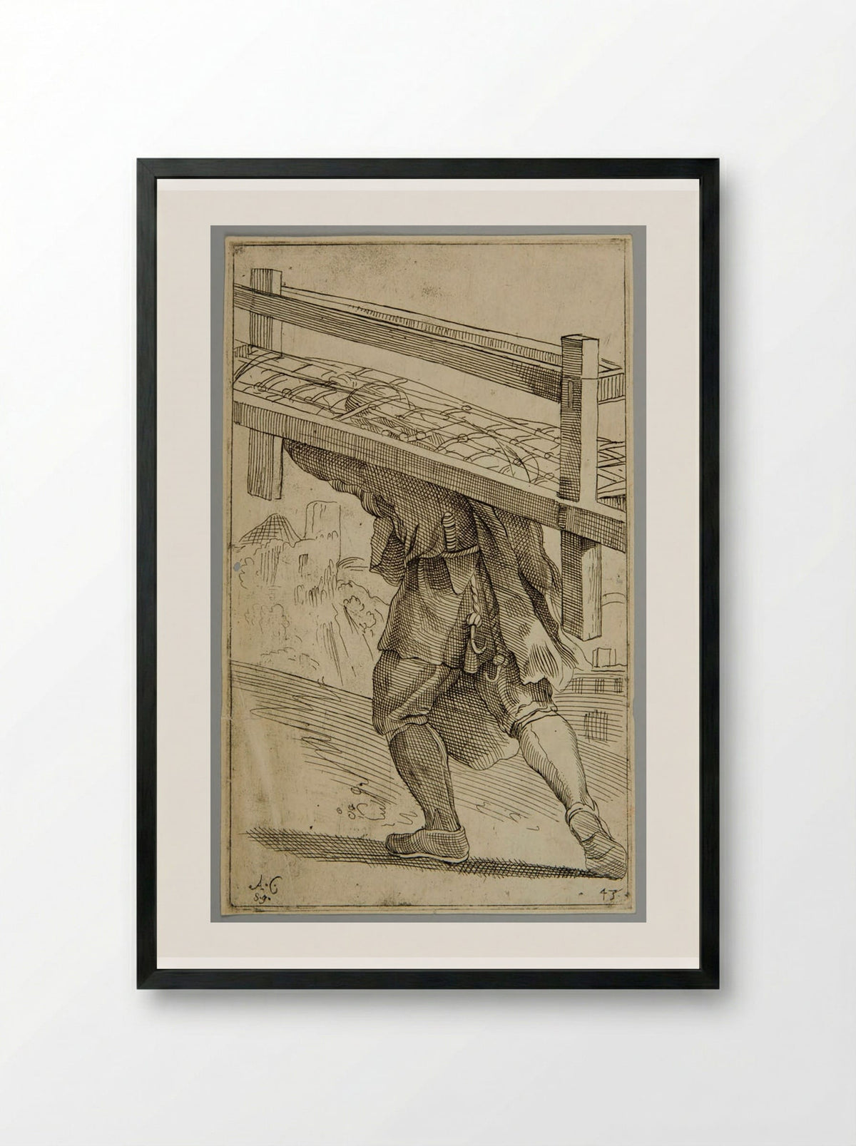 Gravedigger, plate 43 - Simon Guillain - Framed Print Black