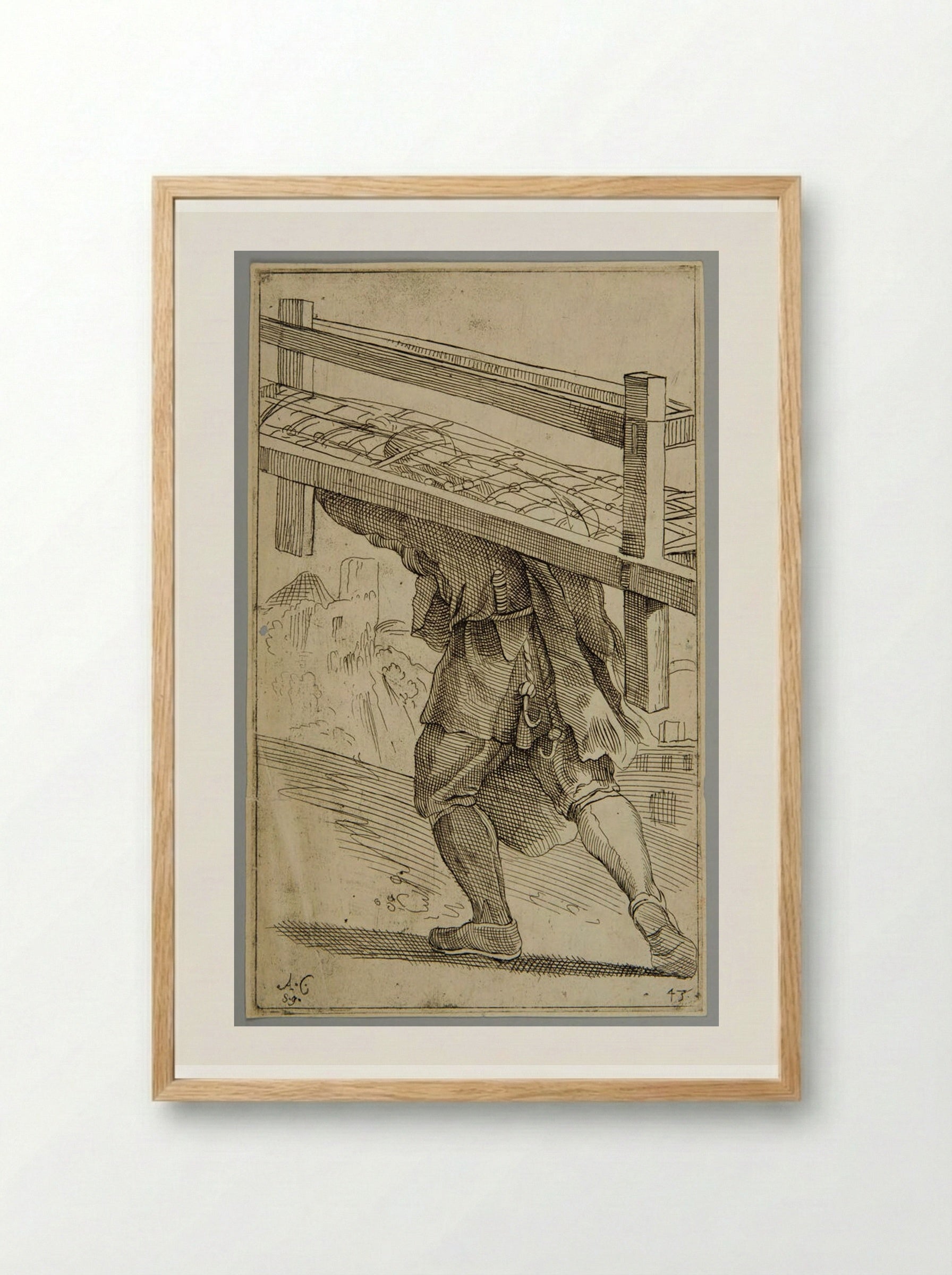 Gravedigger, plate 43 - Simon Guillain - Framed Print Wood