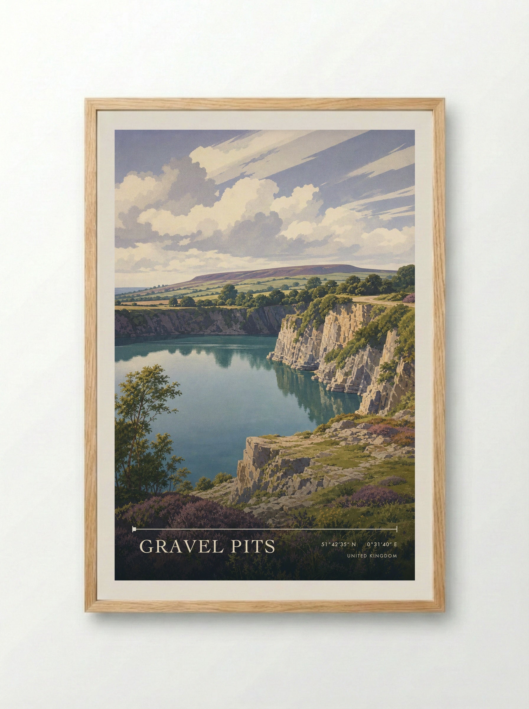 Gravel Pits United Kingdom Travel Poster - Framed Print Wood