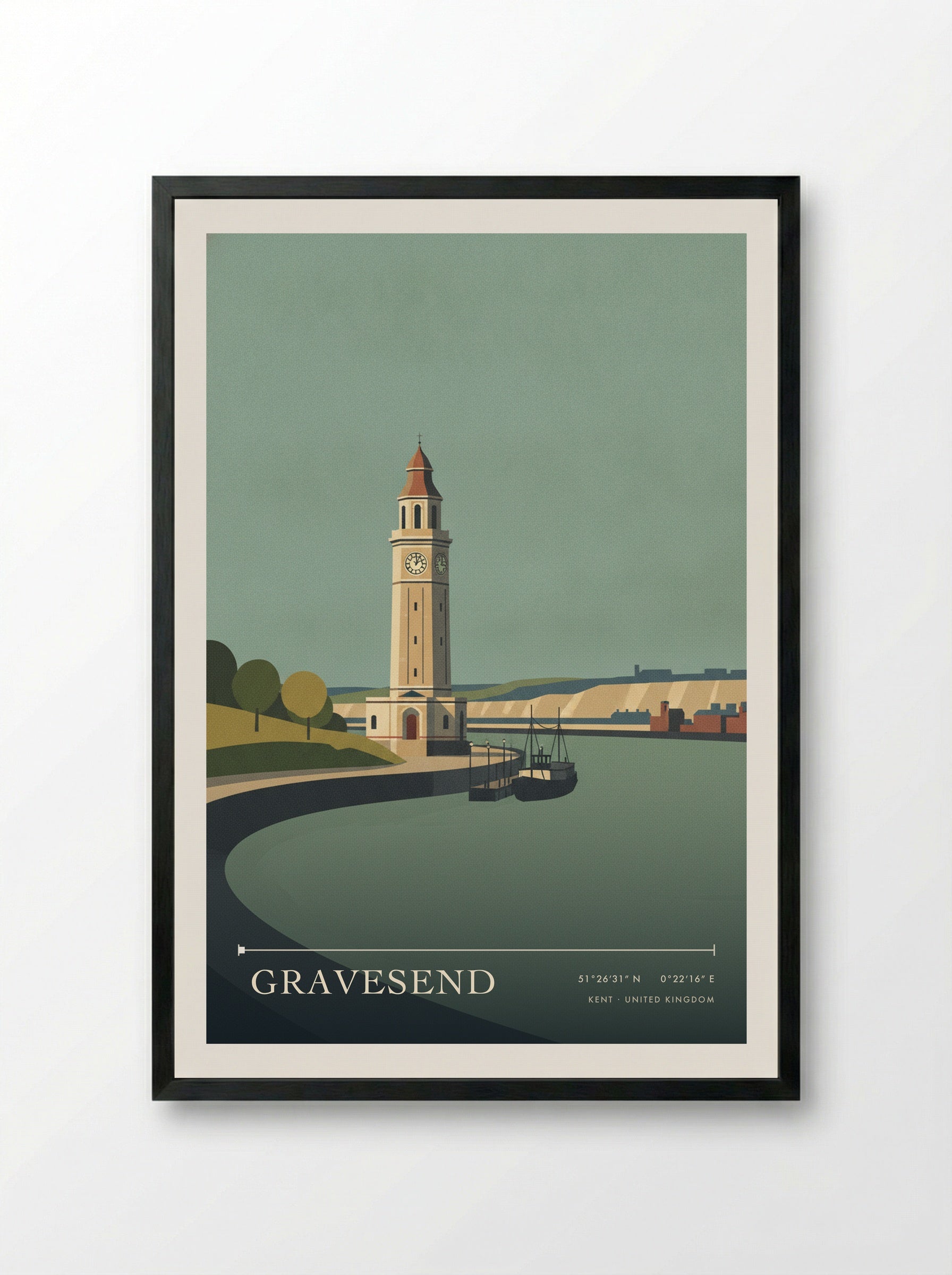 Gravesend Kent United Kingdom Travel Poster - Framed Print Black