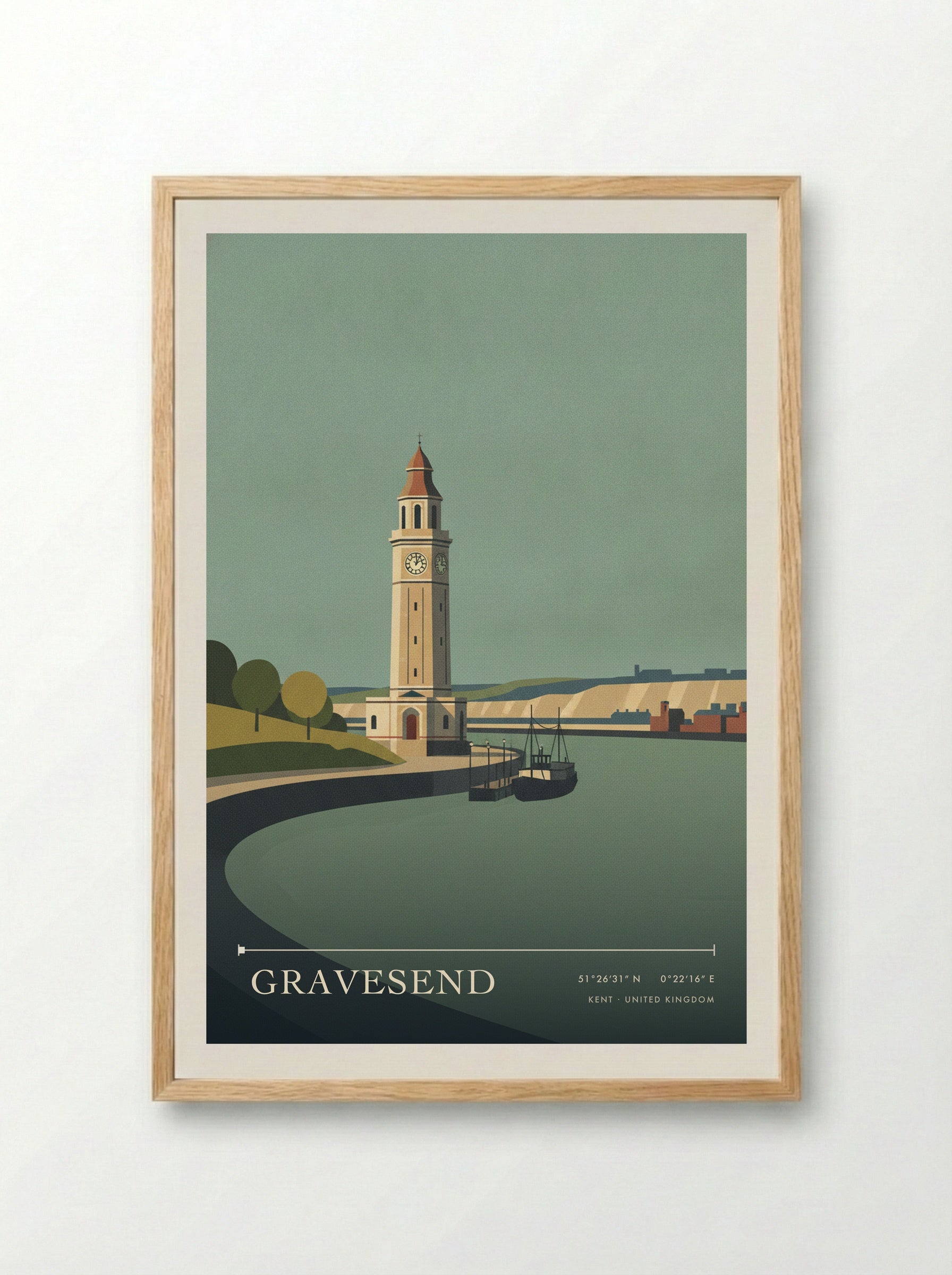 Gravesend Kent United Kingdom Travel Poster - Framed Print Wood