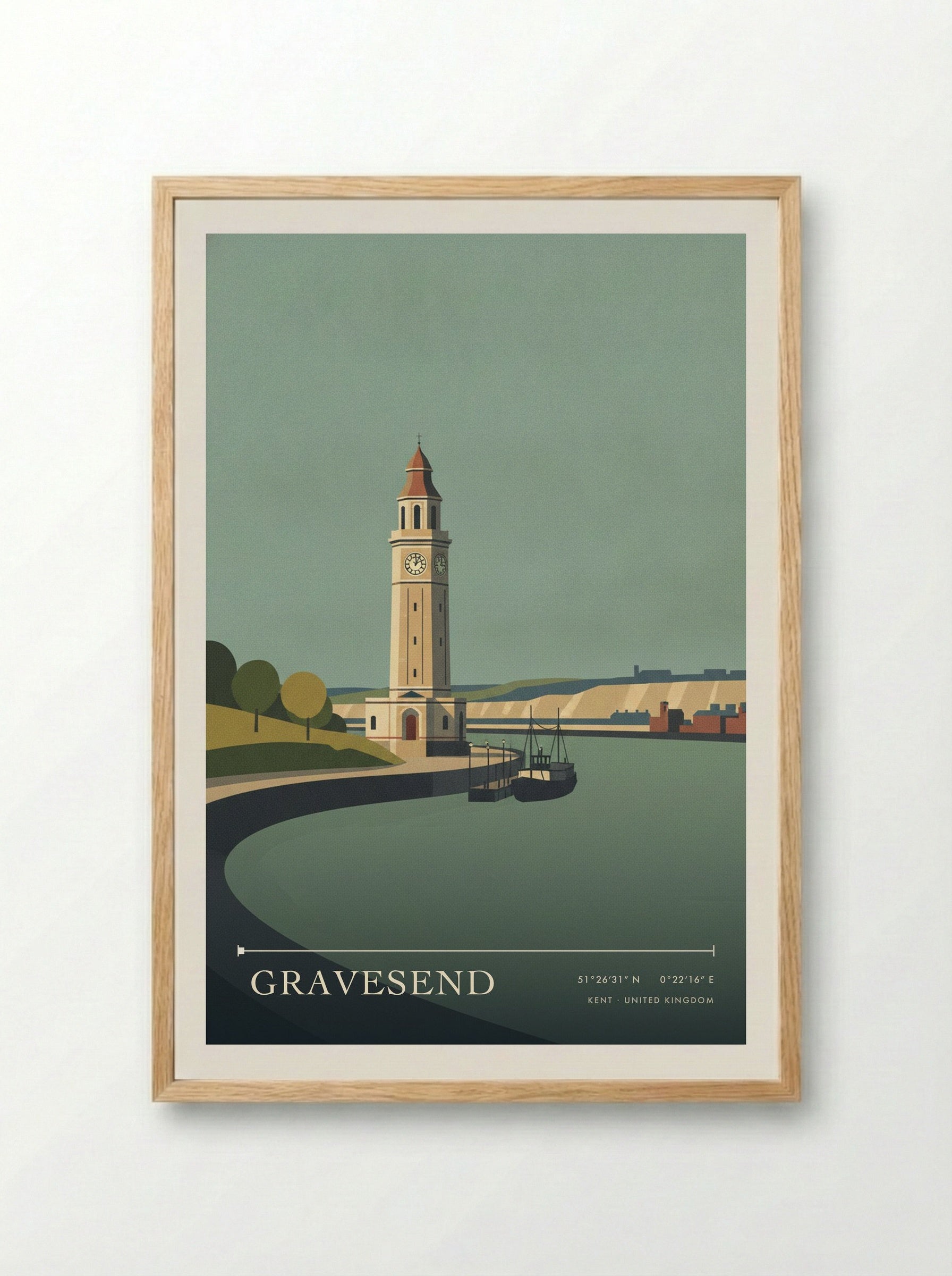 Gravesend Kent United Kingdom Travel Poster - Framed Print Wood