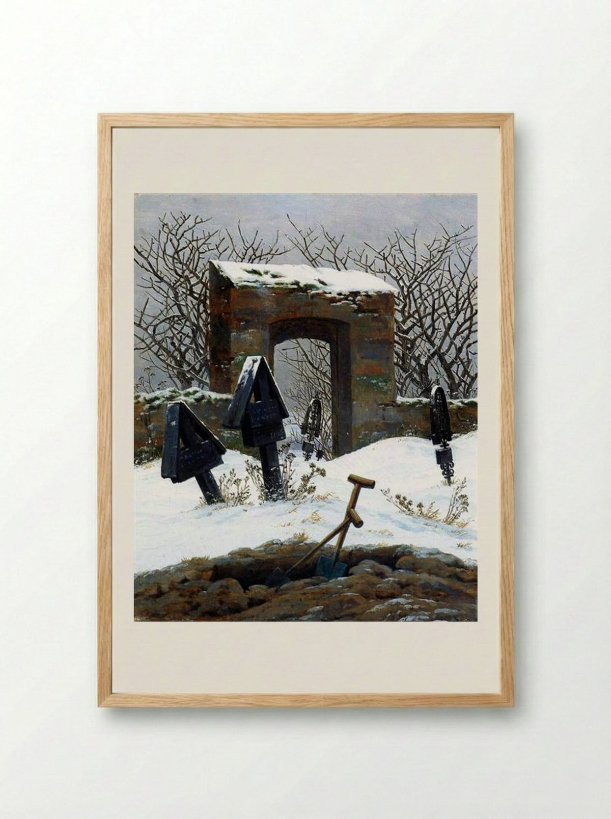 Graveyard under Snow - Caspar David Friedrich - Framed Print Wood