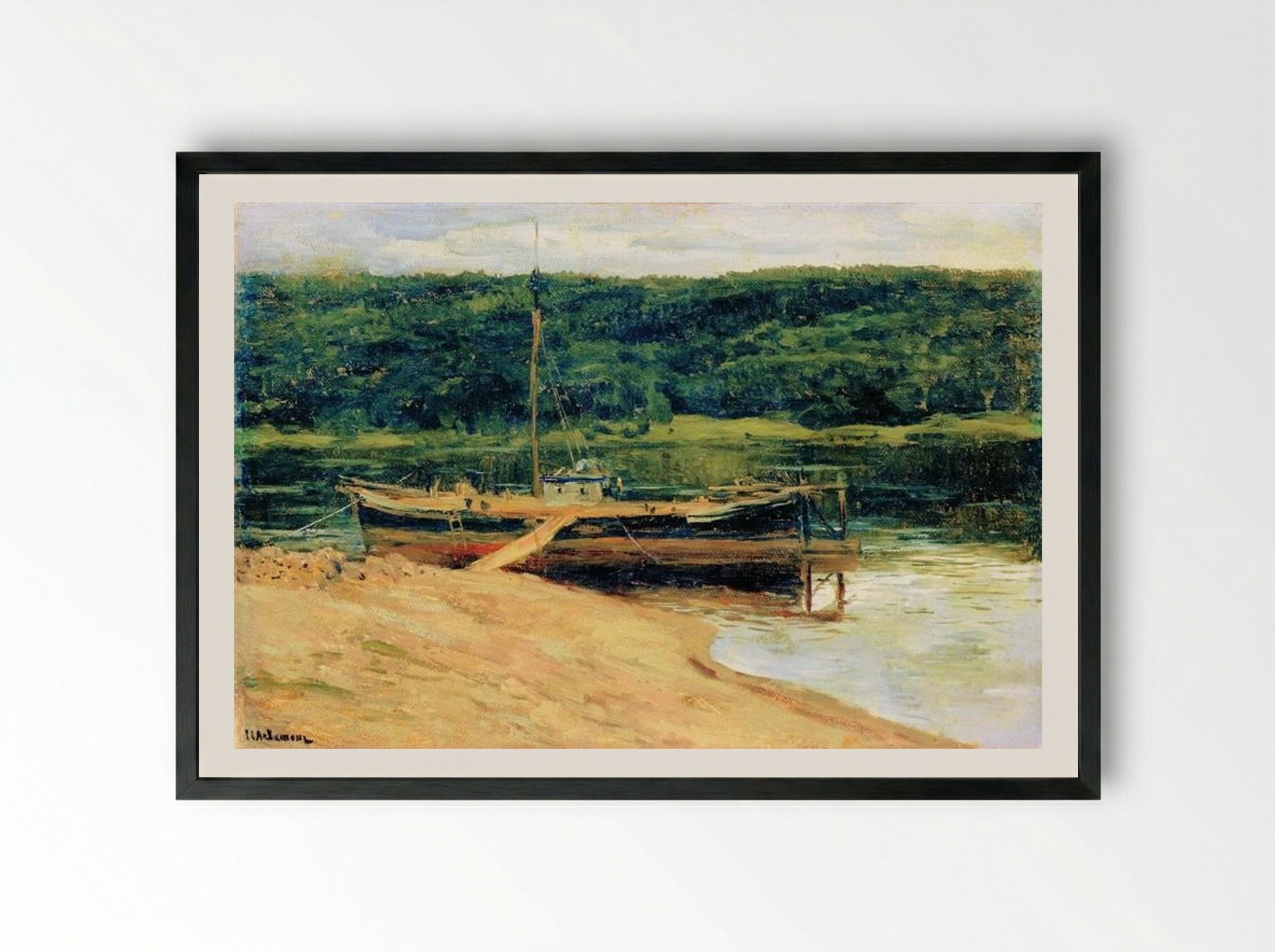 Gray Day (Forest Over River) - Isaac Levitan - Framed Print Black