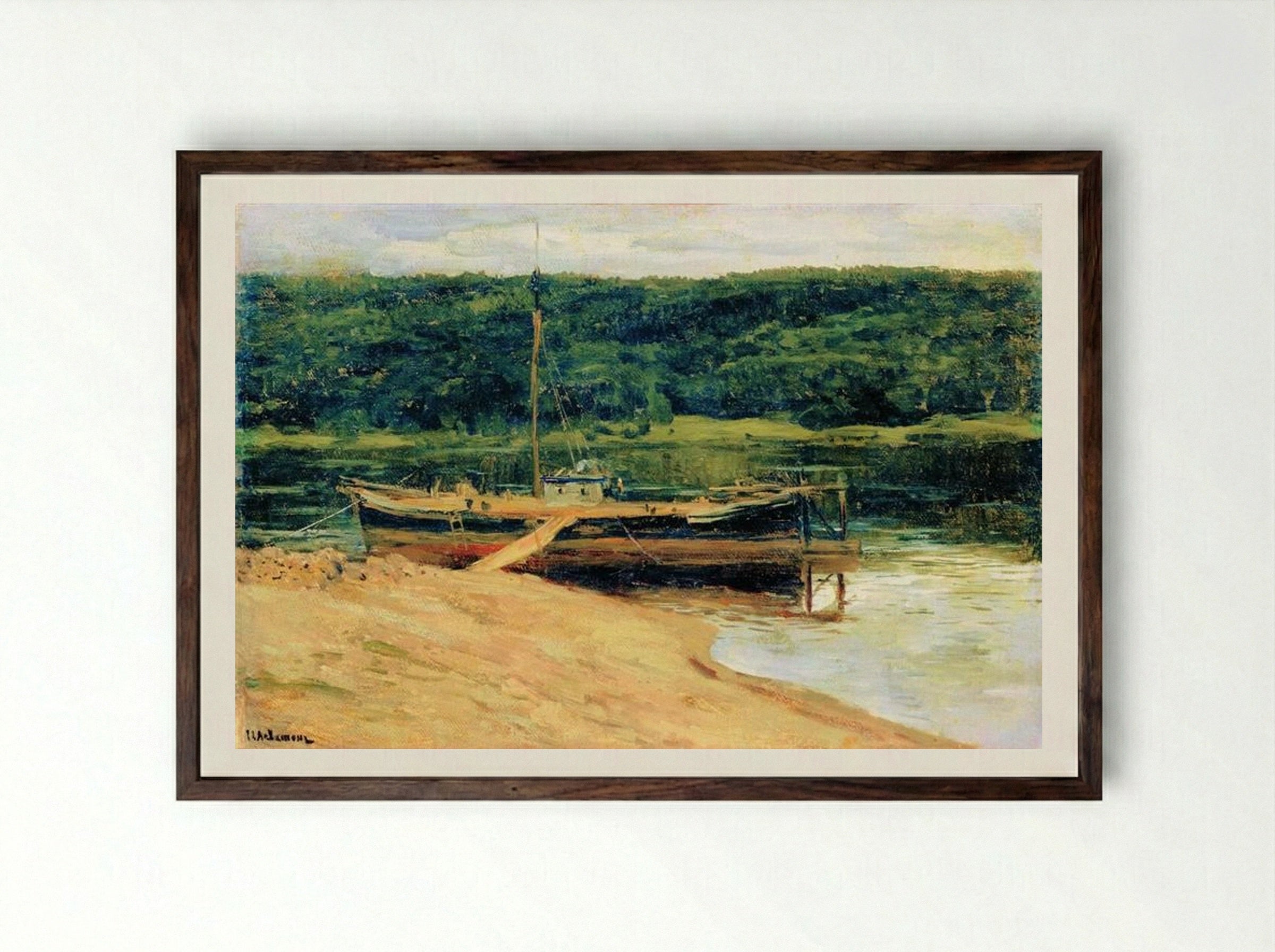 Gray Day (Forest Over River) - Isaac Levitan - Framed Print Dark Wood