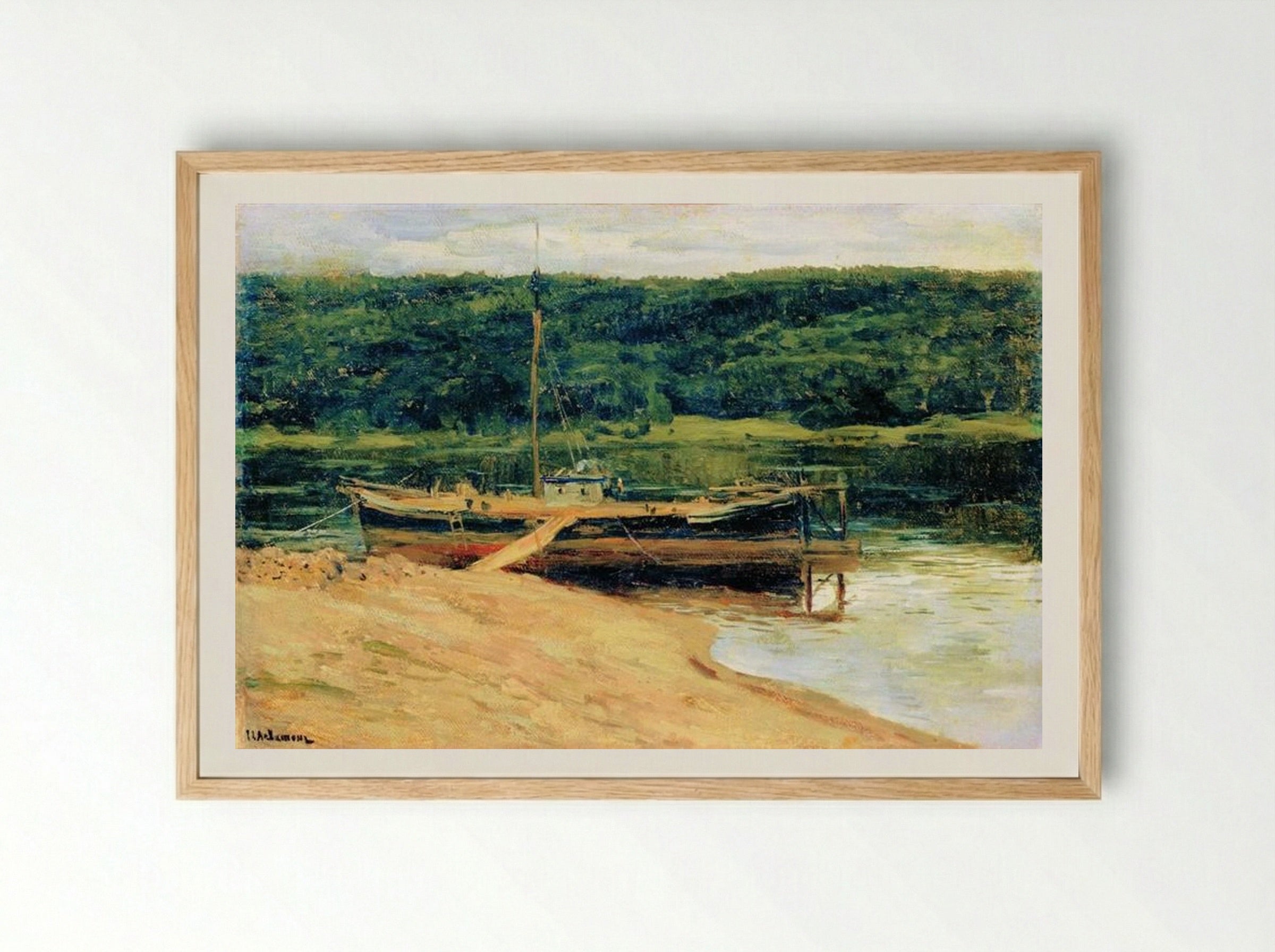 Gray Day (Forest Over River) - Isaac Levitan - Framed Print Wood