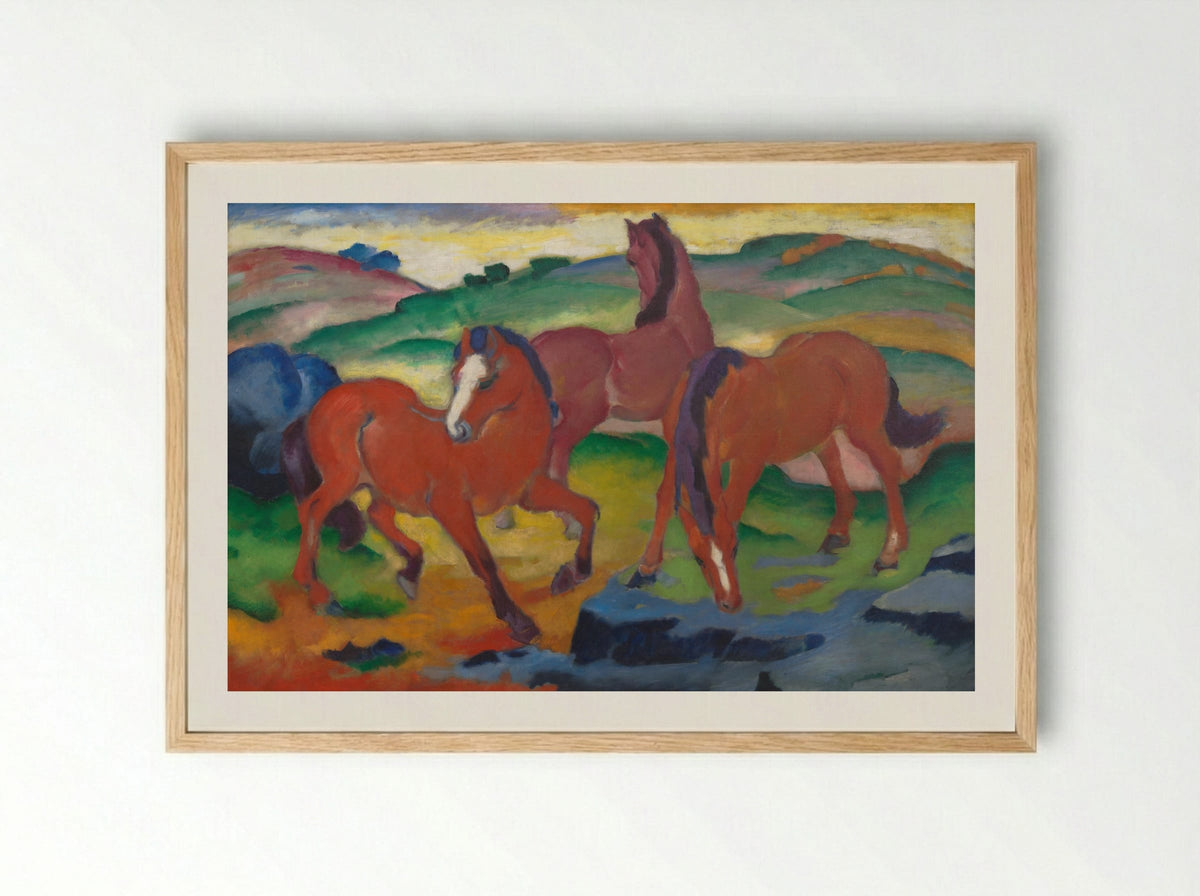 Grazing Horses IV (The Red Horses) - Franz Marc - Framed Print Wood