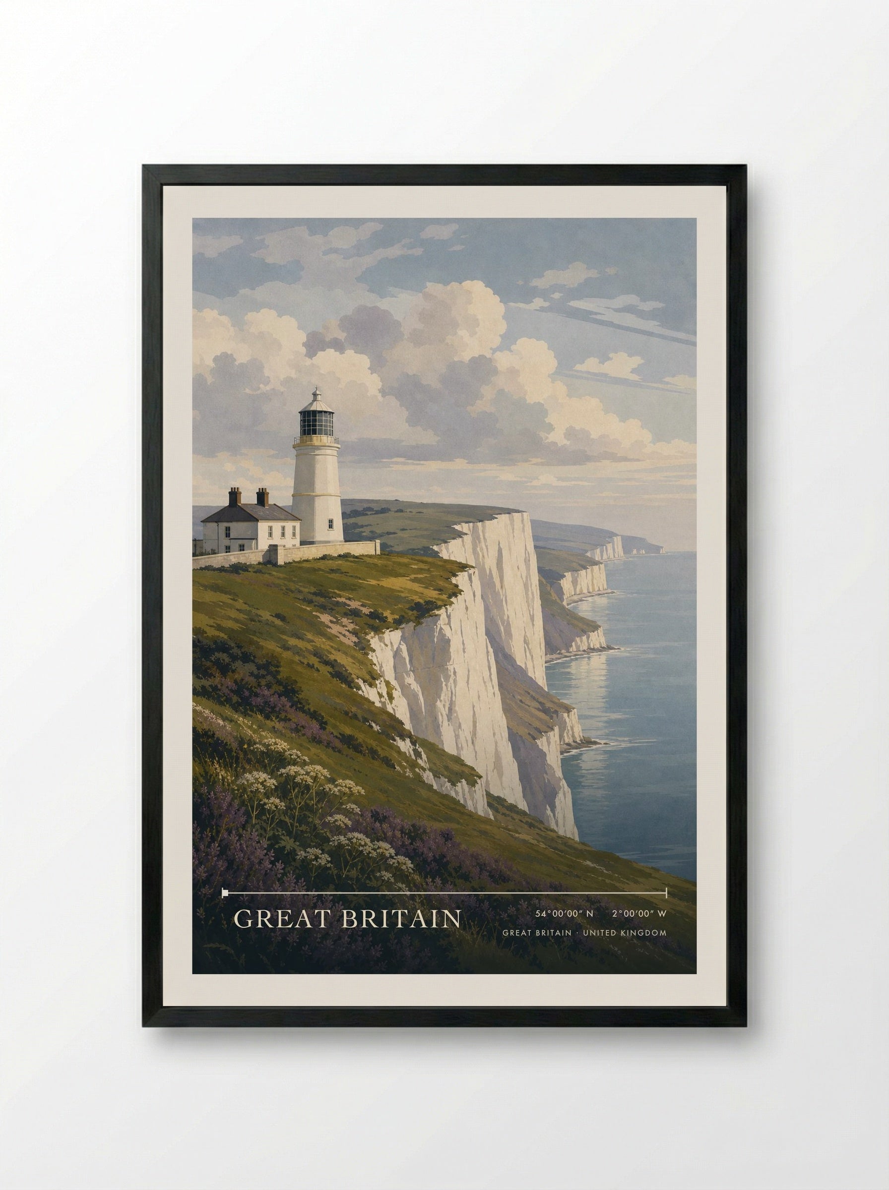 Great Britain United Kingdom Travel Poster - Framed Print Black