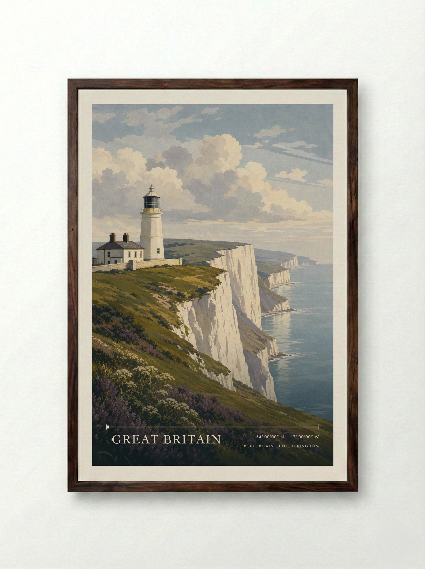 Great Britain United Kingdom Travel Poster - Framed Print Dark Wood