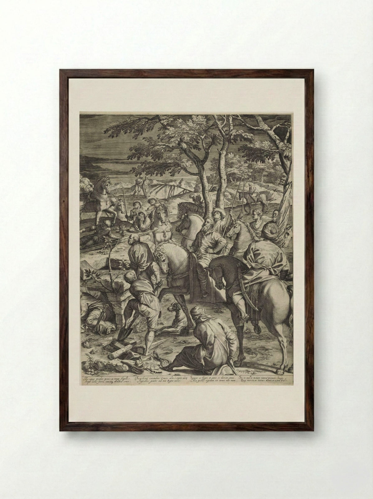 Great Crucifixion (right panel) - Agostino Carracci - Framed Print Dark Wood