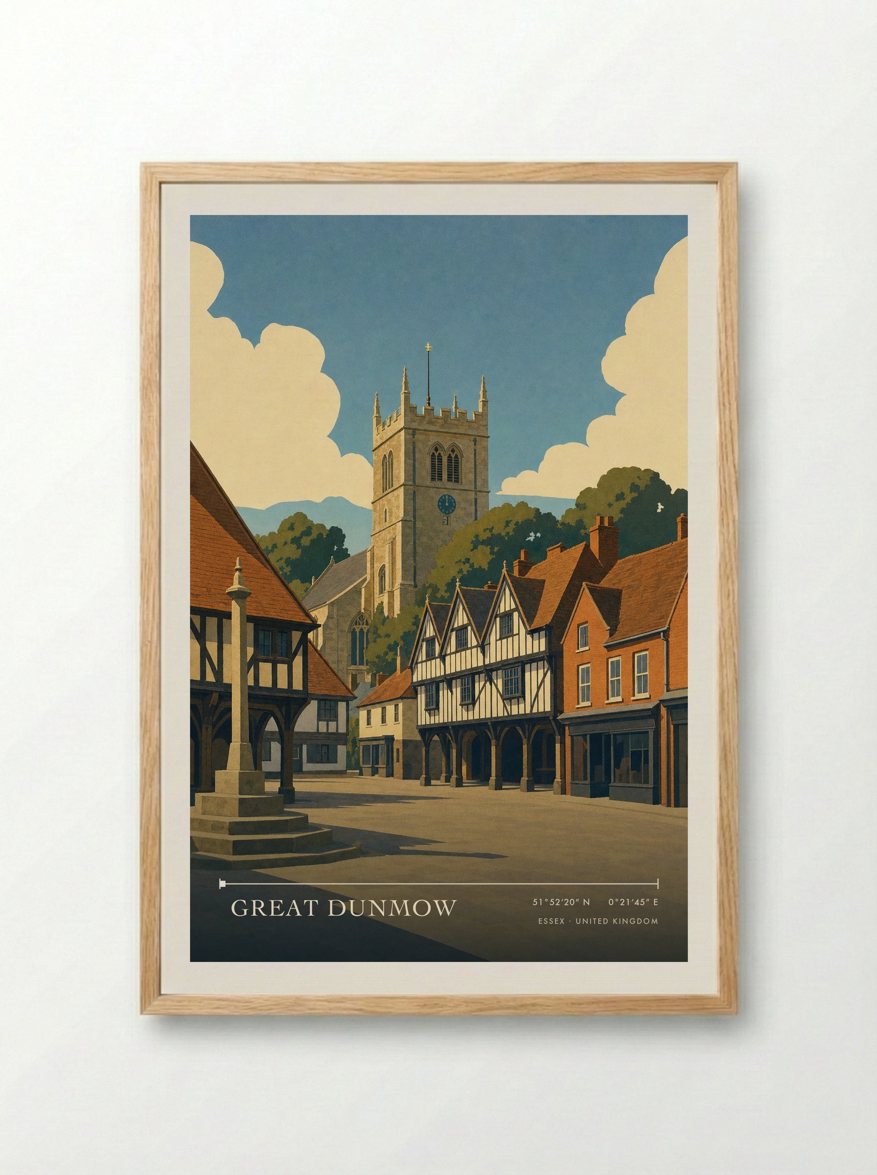 Great Dunmow Essex United Kingdom Travel Poster - Framed Print Wood