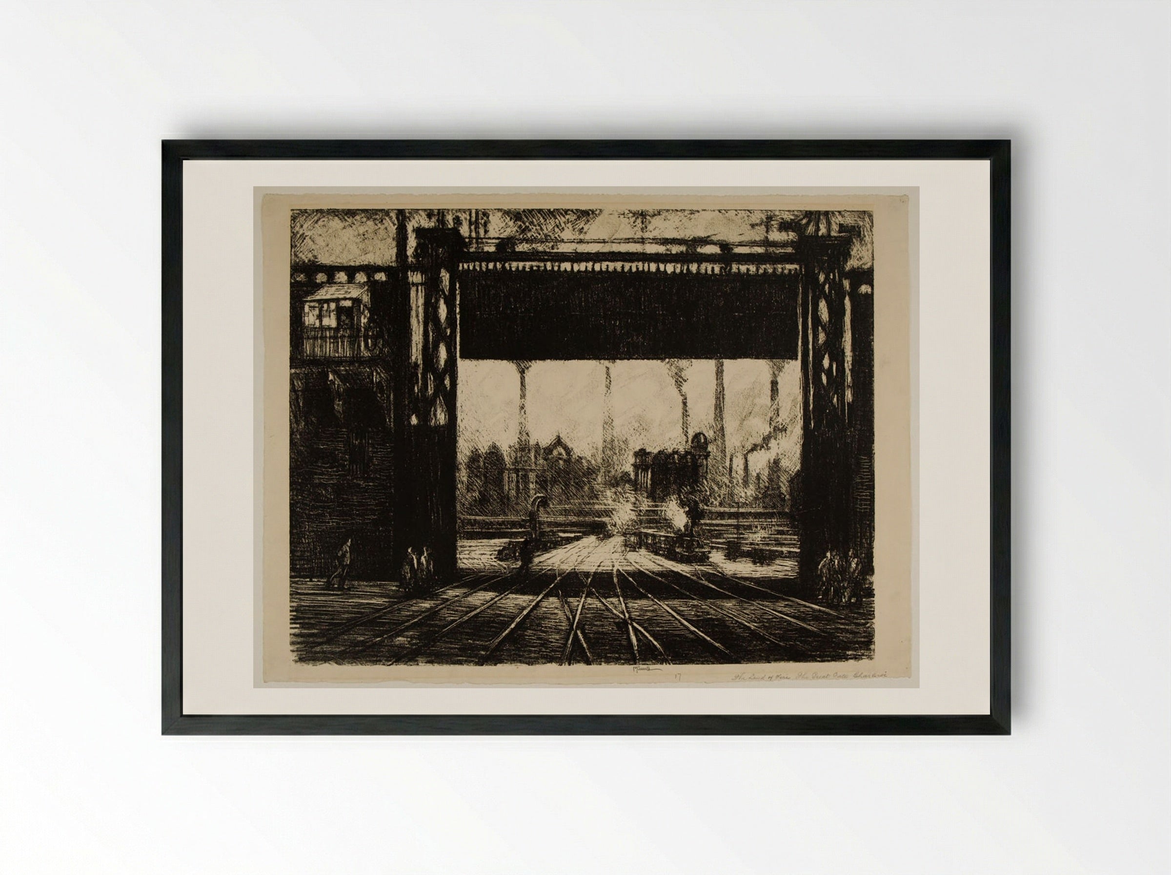 Great Gate, Charleroi - Joseph Pennell - Framed Print Black
