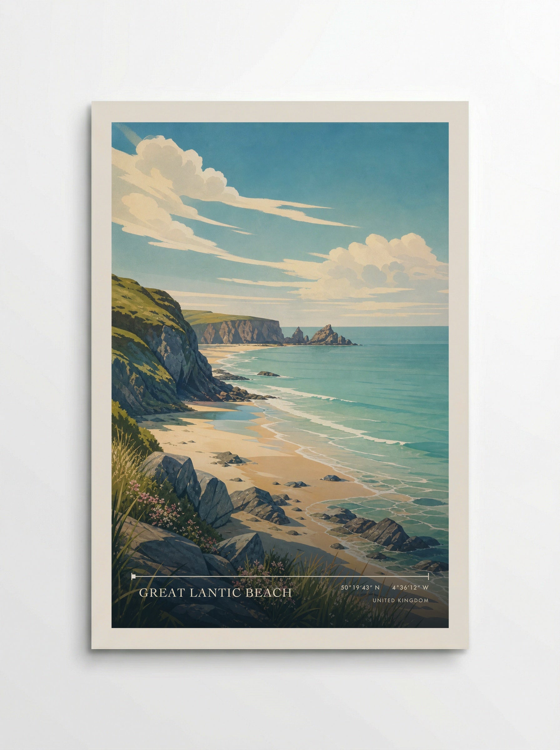 Great Lantic Beach United Kingdom Travel Poster - Poster