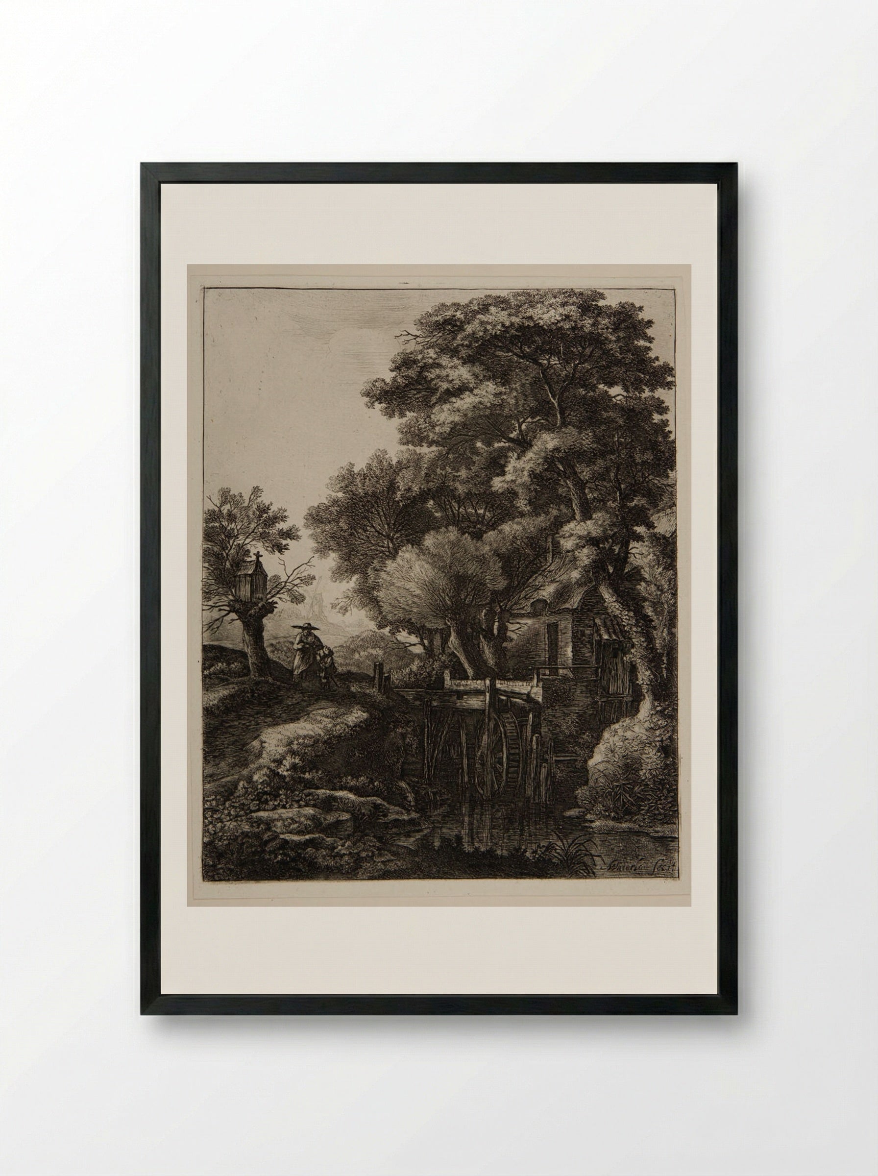 Great Mill - Anthonie Waterloo - Framed Print Black