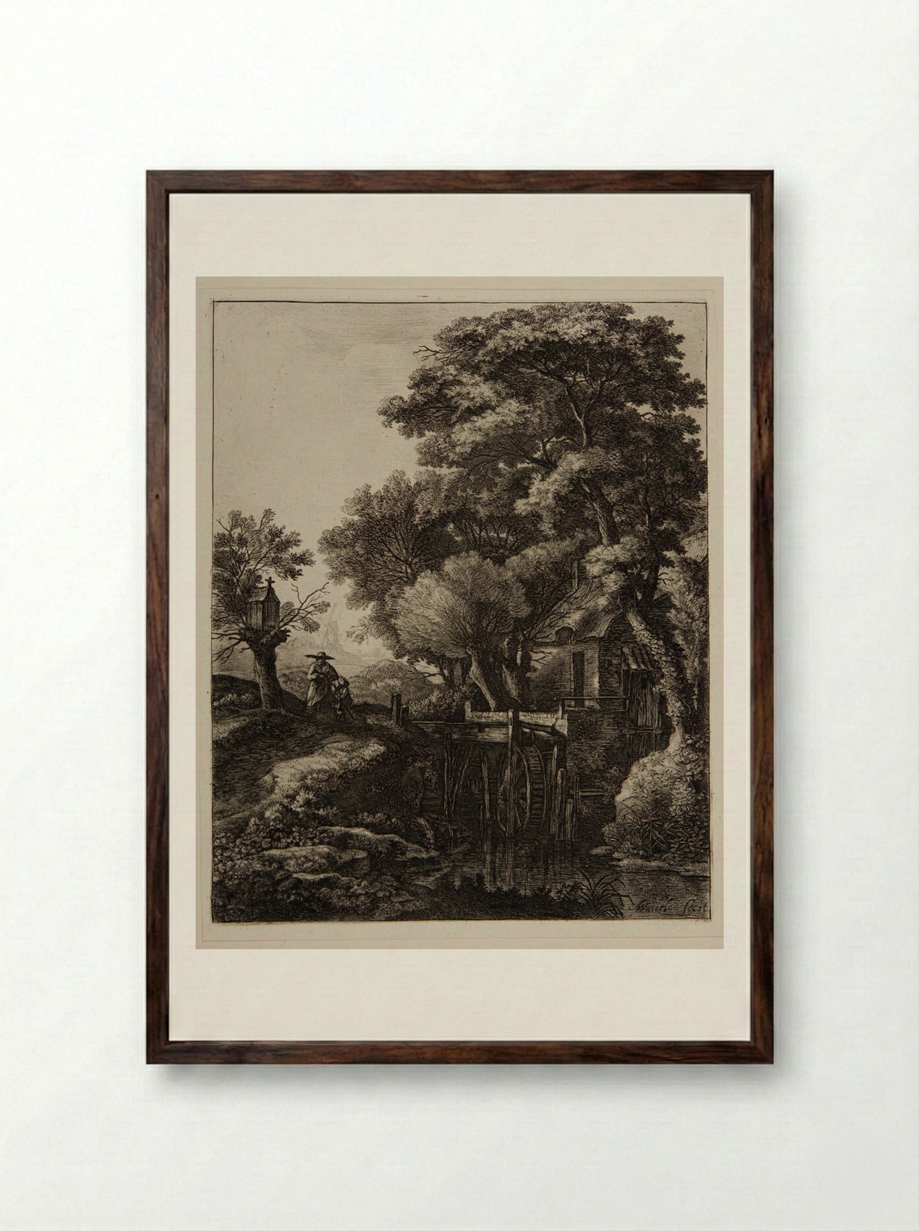 Great Mill - Anthonie Waterloo - Framed Print Dark Wood
