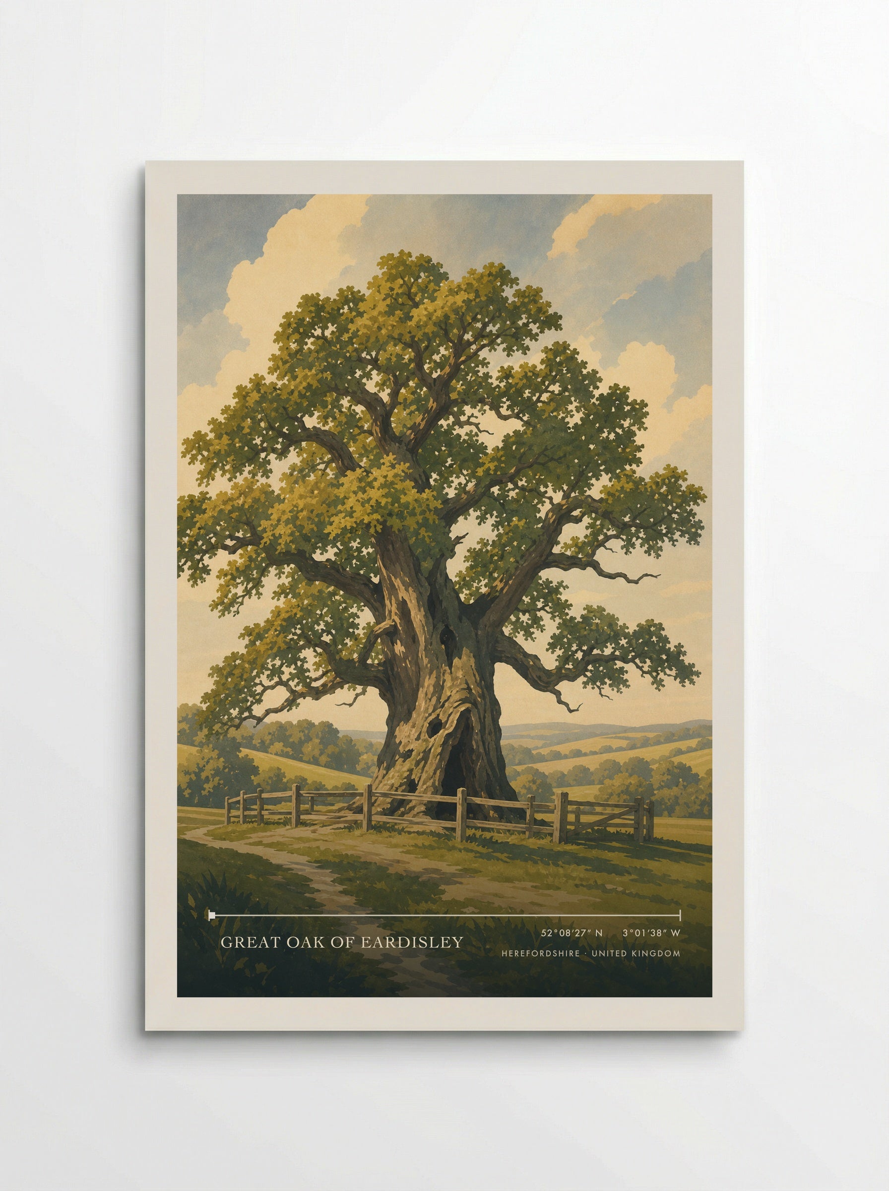 Great Oak of Eardisley Herefordshire United Kingdom Travel Poster - Poster