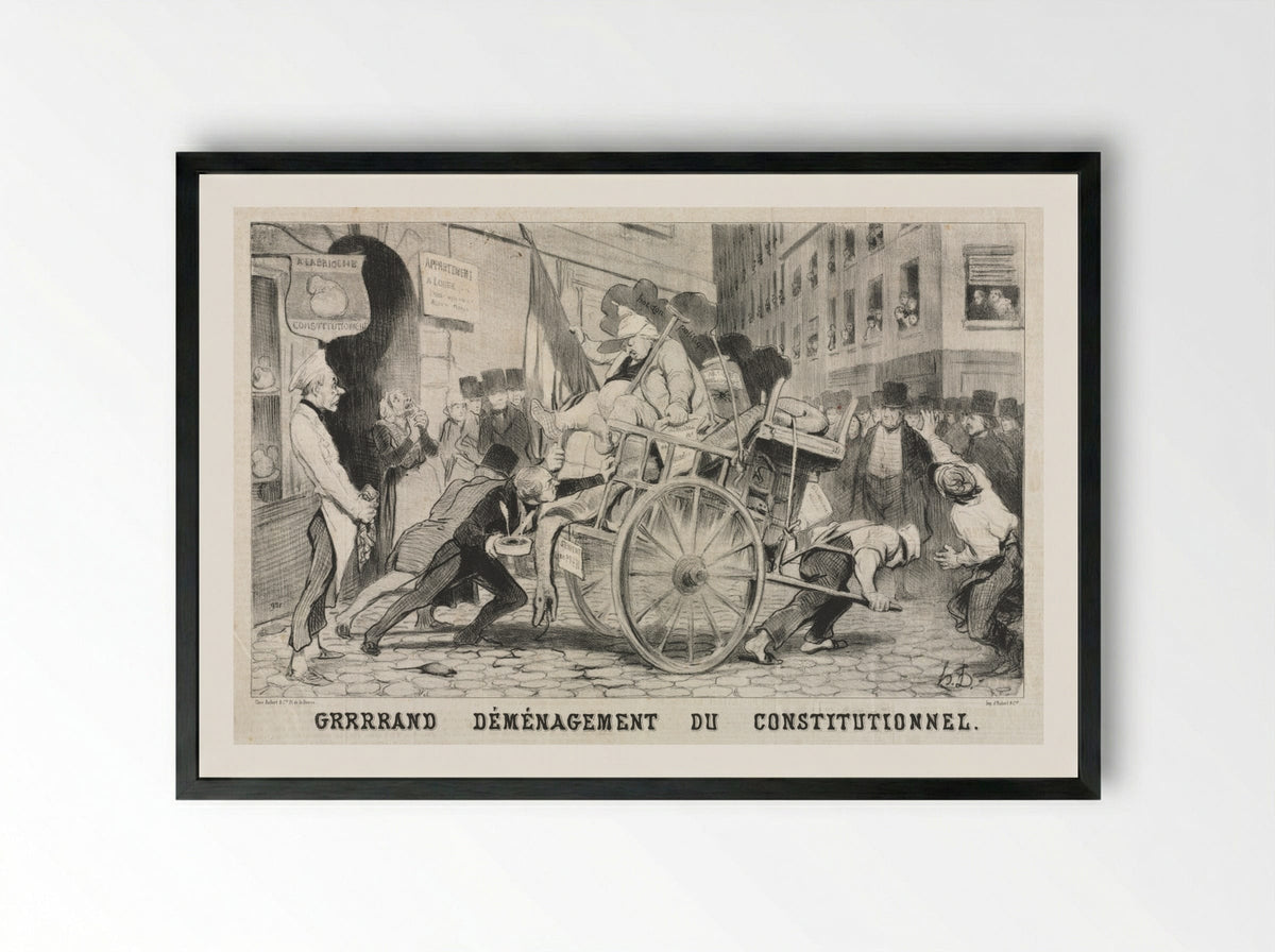 Great Removal of the Constitutional Establishment - Honoré Daumier - Framed Print Black