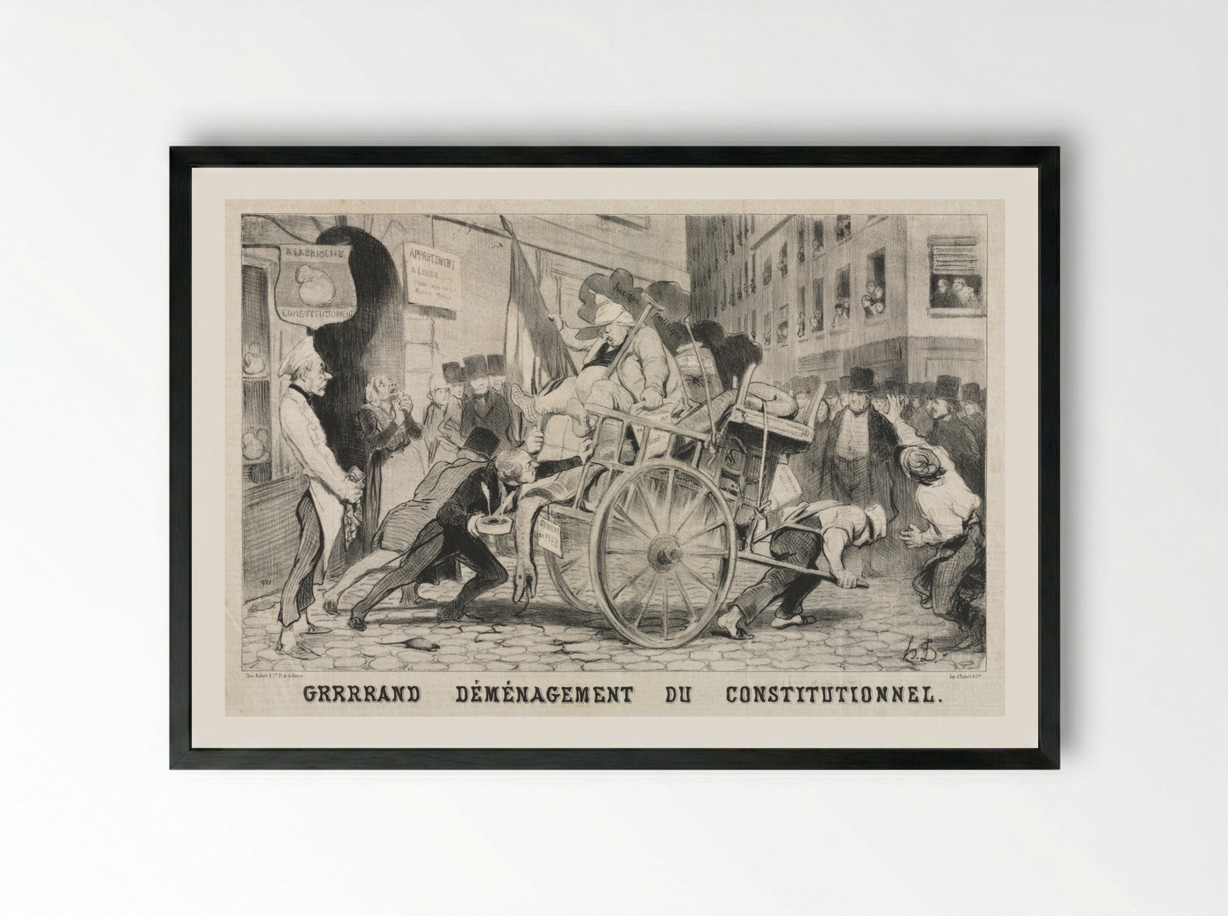 Great Removal of the Constitutional Establishment - Honoré Daumier - Framed Print Black