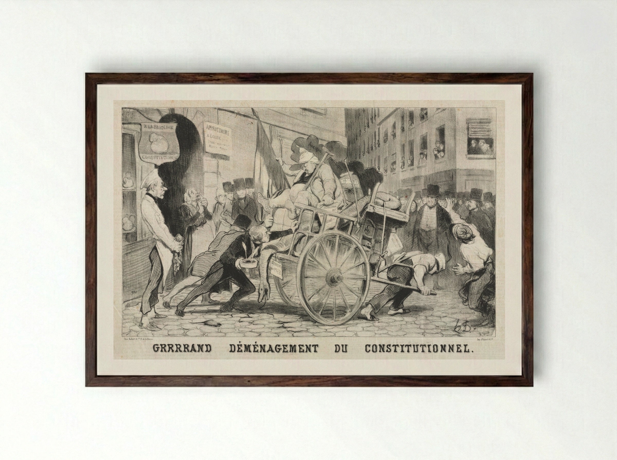 Great Removal of the Constitutional Establishment - Honoré Daumier - Framed Print Dark Wood
