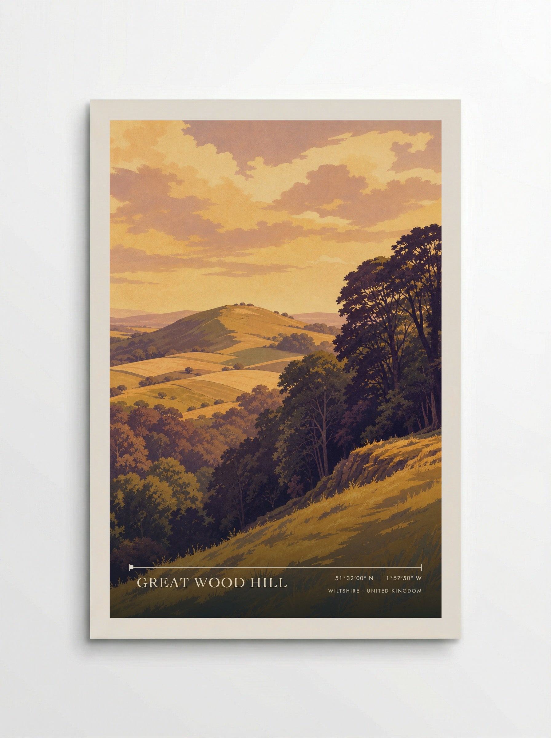 Great Wood Hill Wiltshire United Kingdom Travel Poster - Poster
