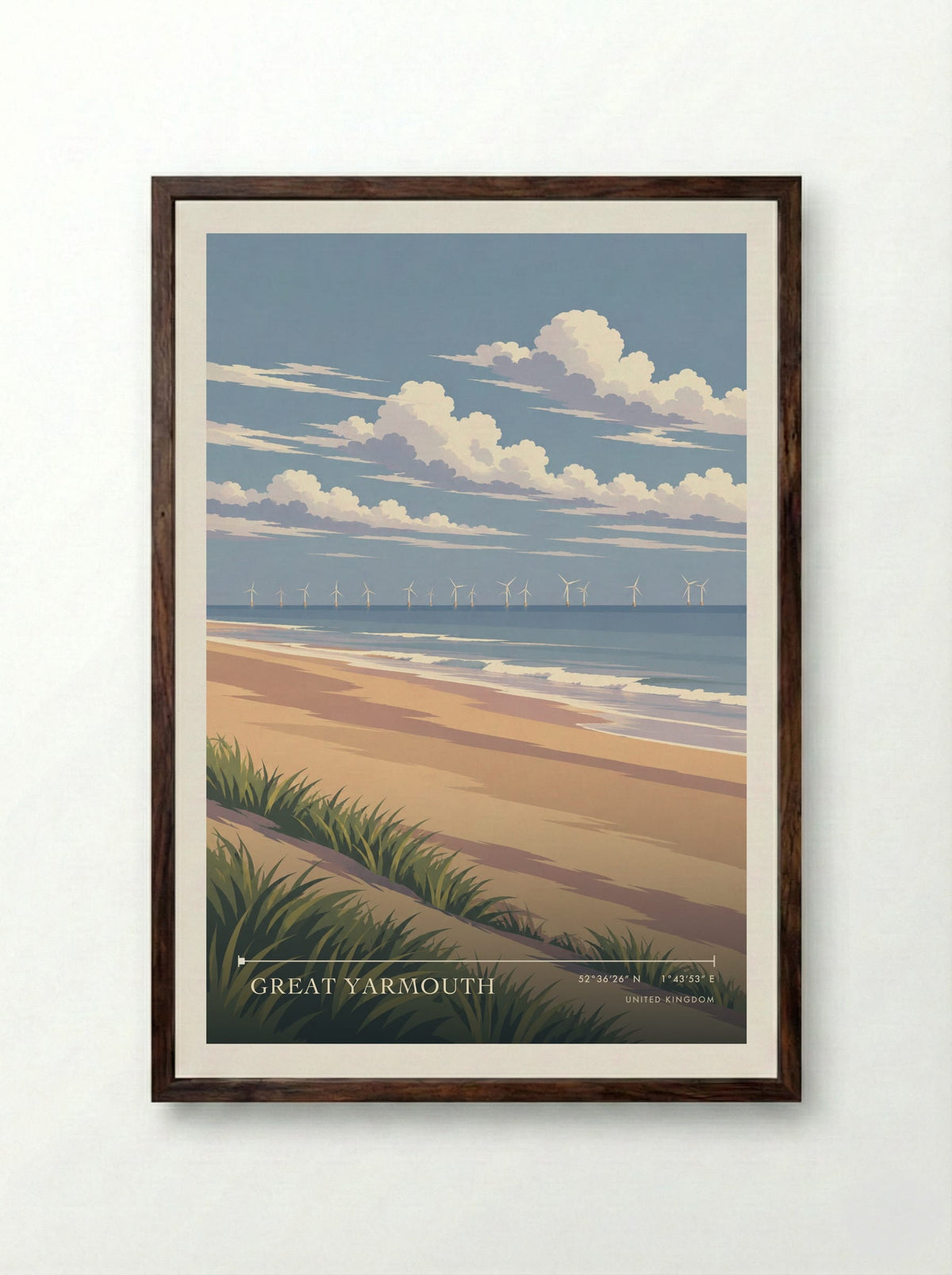 Great Yarmouth | Travel Poster - Framed Print Dark Wood