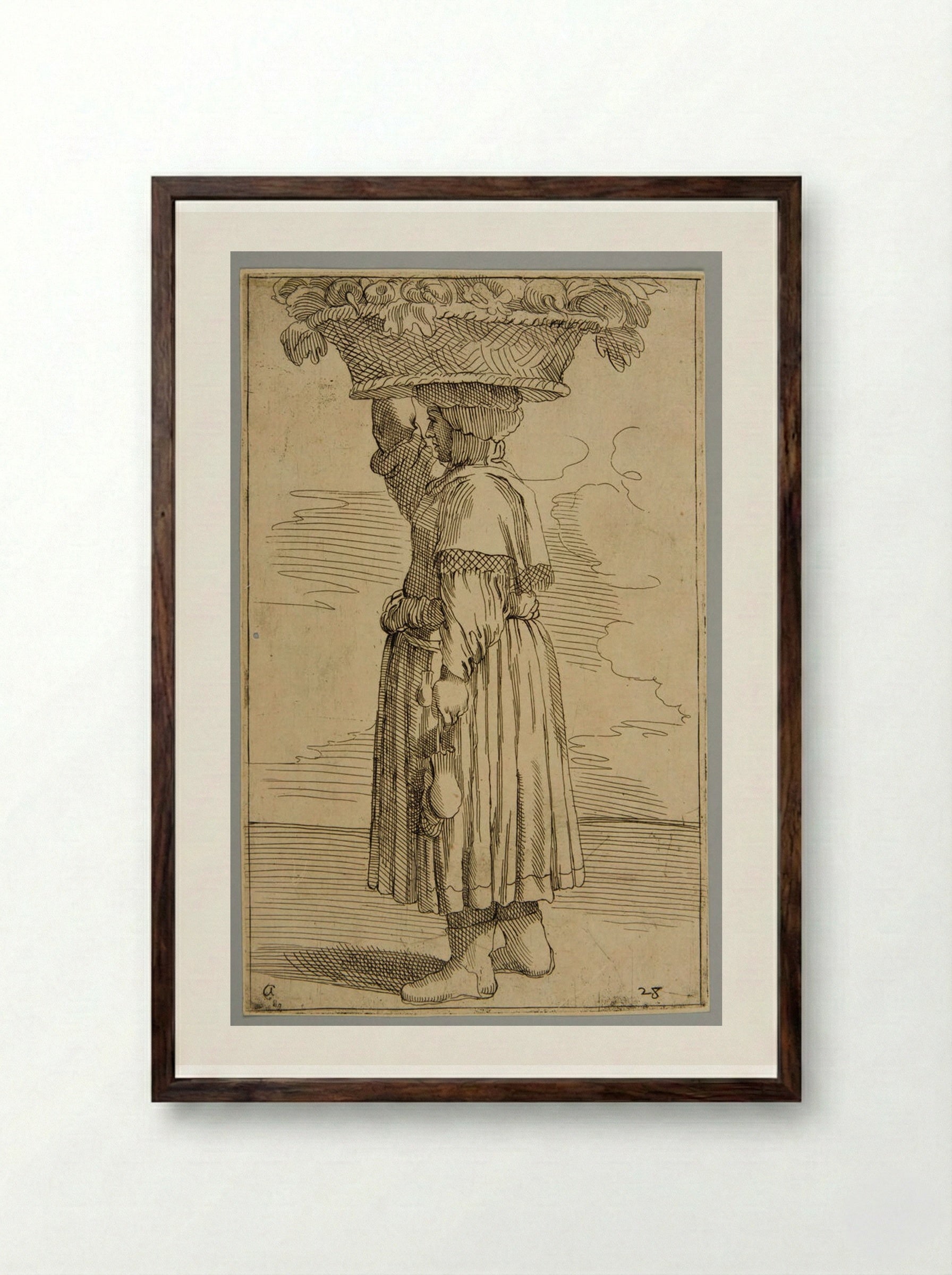 Greengrocer! (Plate 28) - Simon Guillain - Framed Print Dark Wood