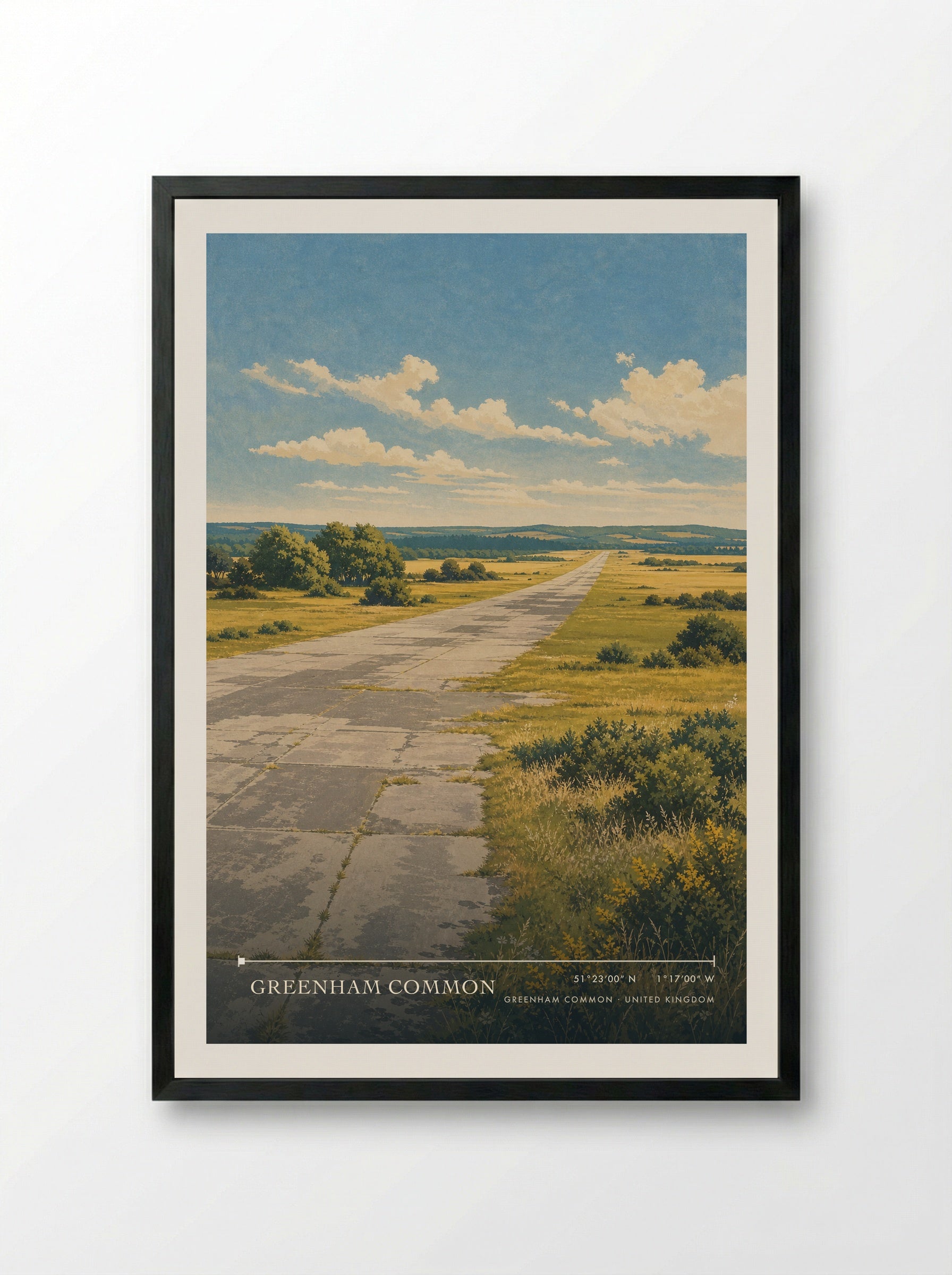 Greenham Common United Kingdom Travel Poster - Framed Print Black