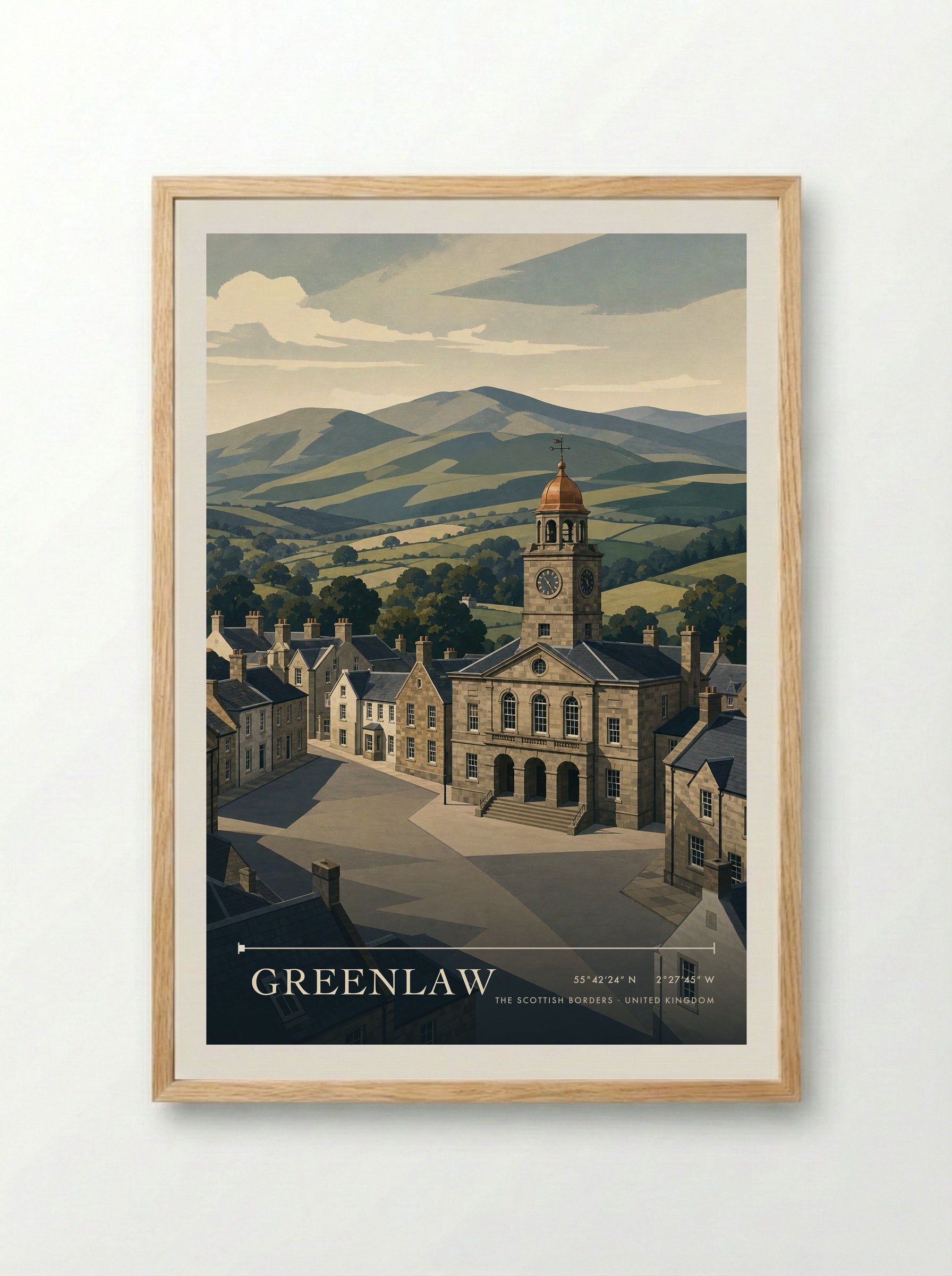 Greenlaw The Scottish Borders United Kingdom Travel Poster - Framed Print Wood