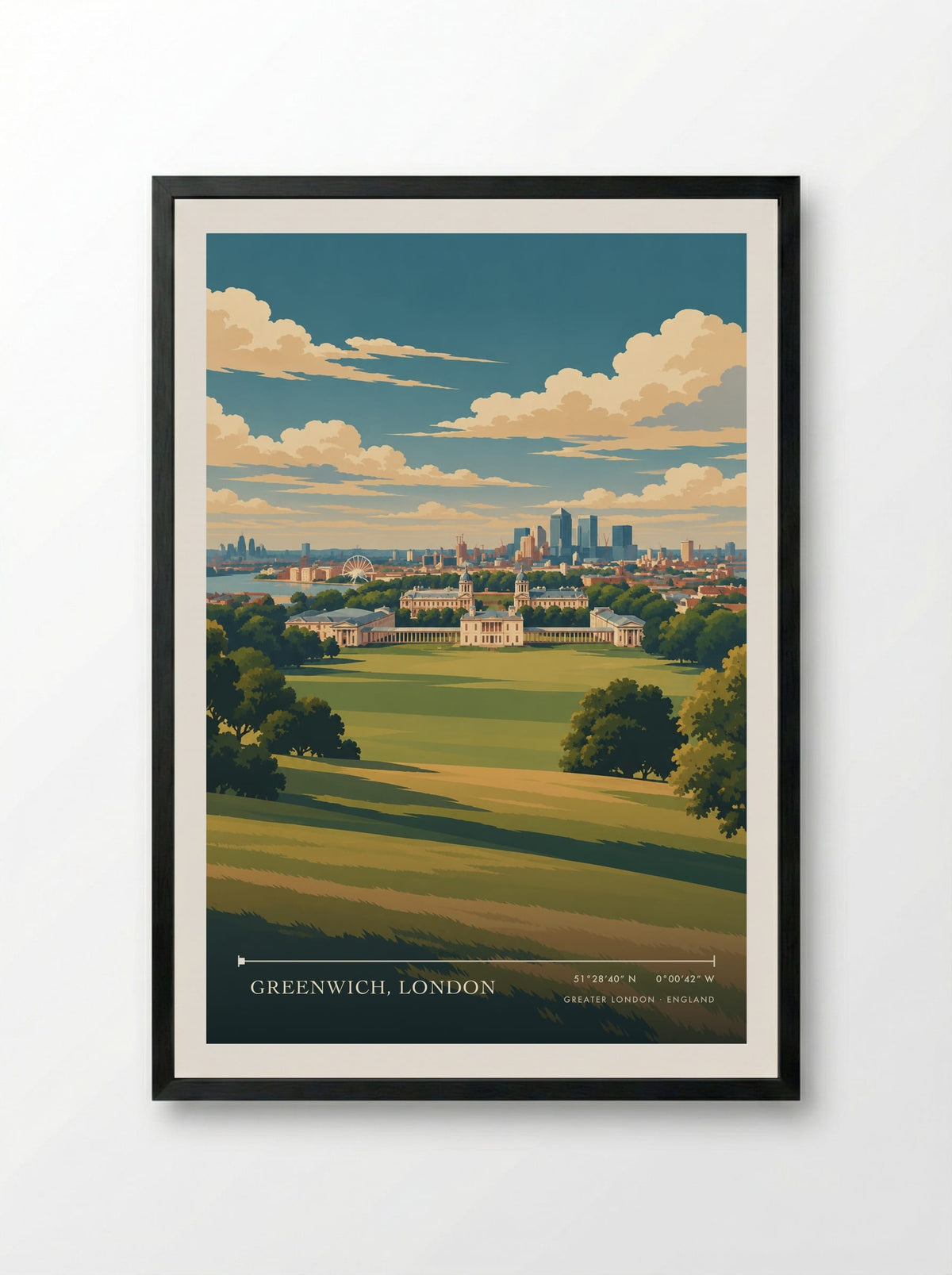 Greenwich, London, Greater London | Travel Poster - Framed Print Black