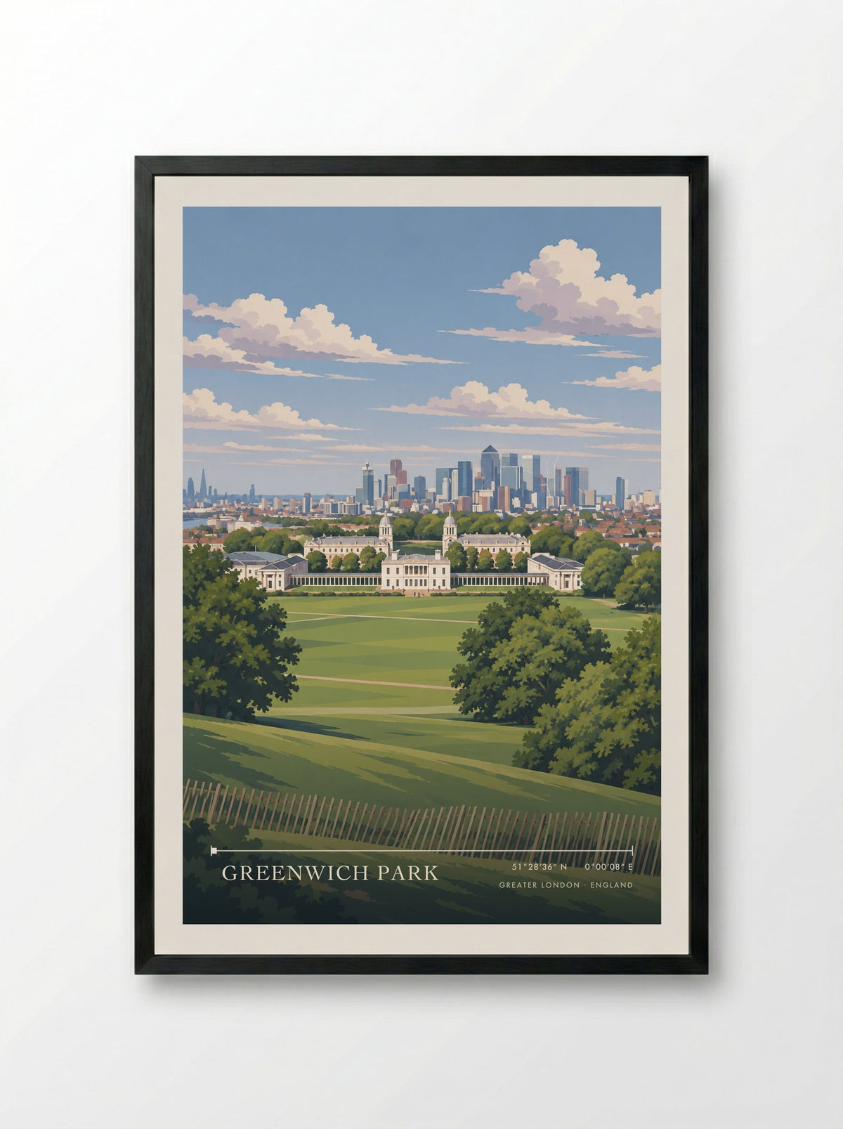 Greenwich Park, Greater London | Travel Poster - Framed Print Black