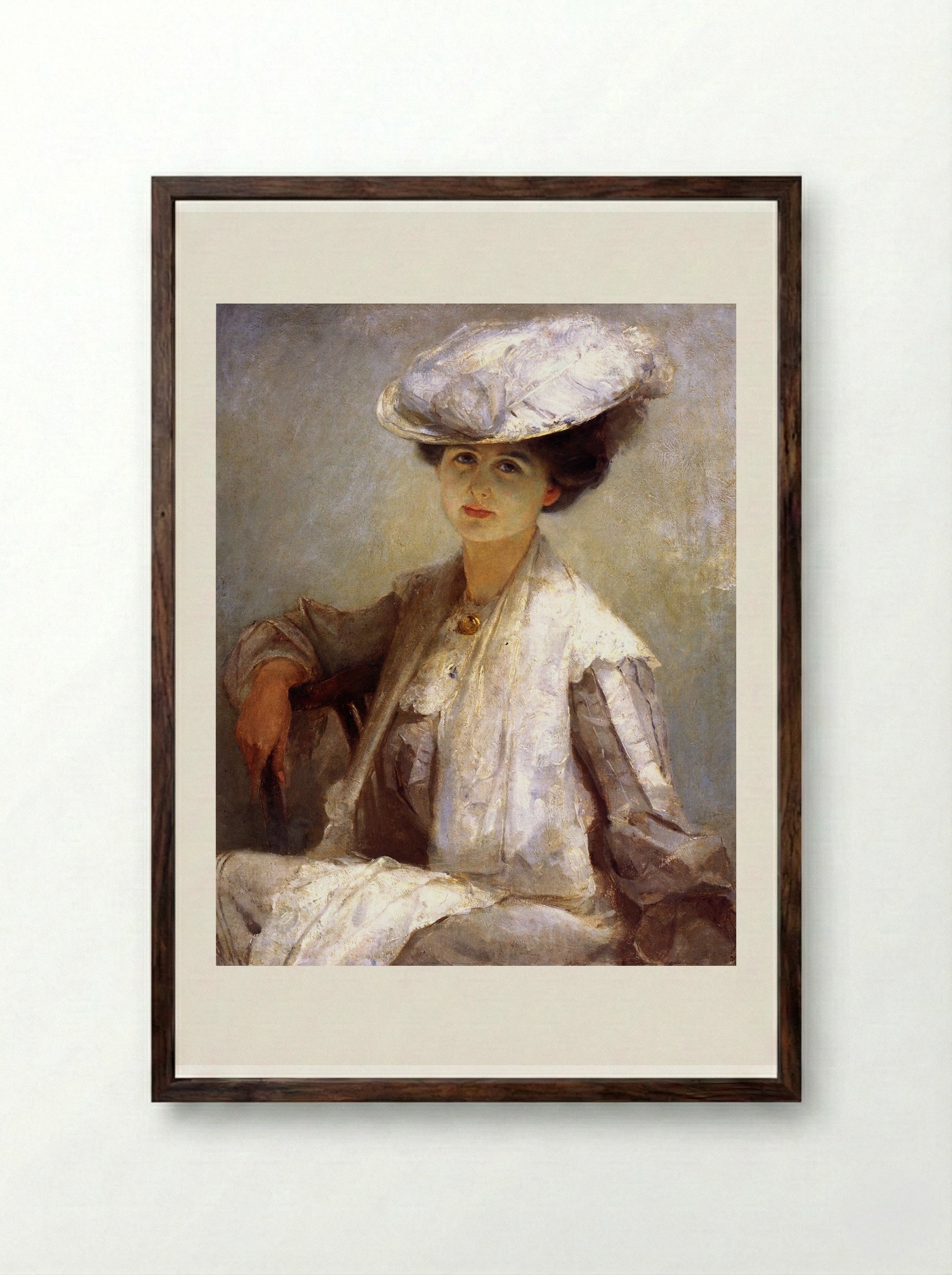 Grey Lady (Mrs. Ince) - Tom Roberts - Framed Print Dark Wood