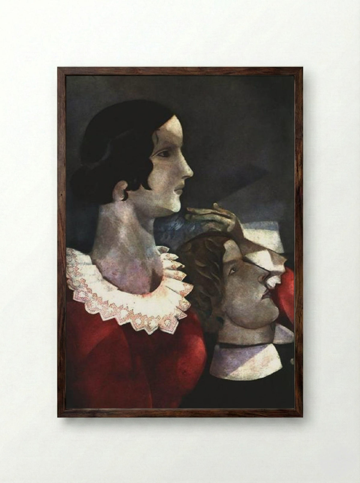 Grey Lovers - Marc Chagall - Framed Print Dark Wood