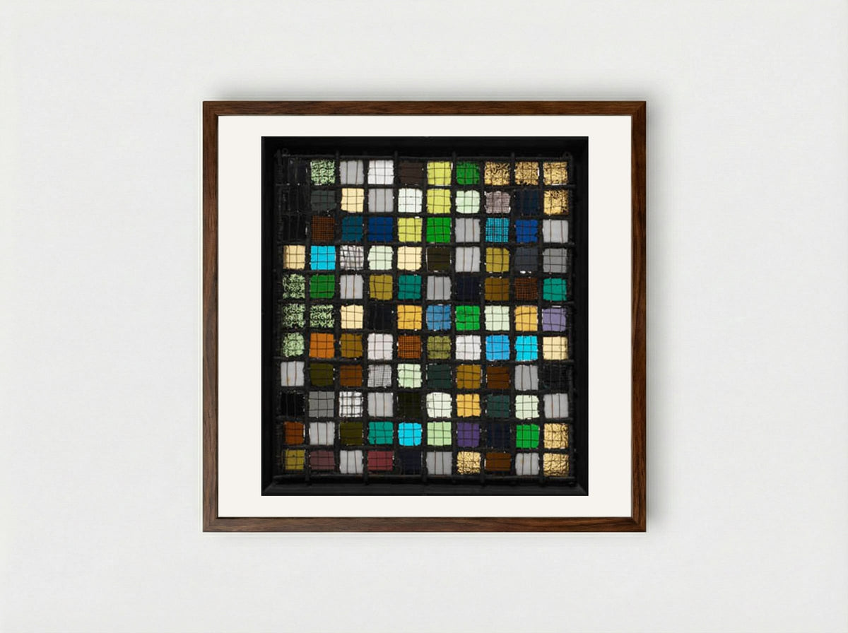 Grid Mounted - Josef Albers - Framed Print Dark Wood