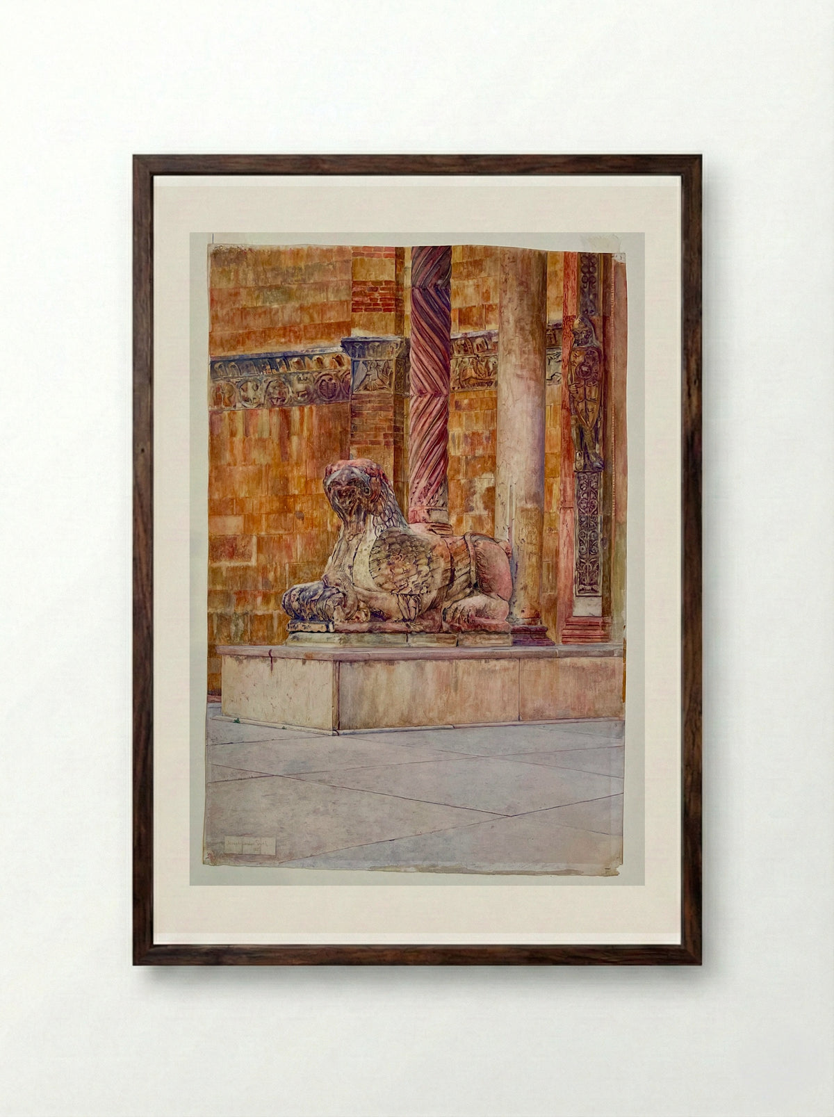 Griffin, Duomo, Verona, Italy - Joseph Lindon Smith - Framed Print Dark Wood