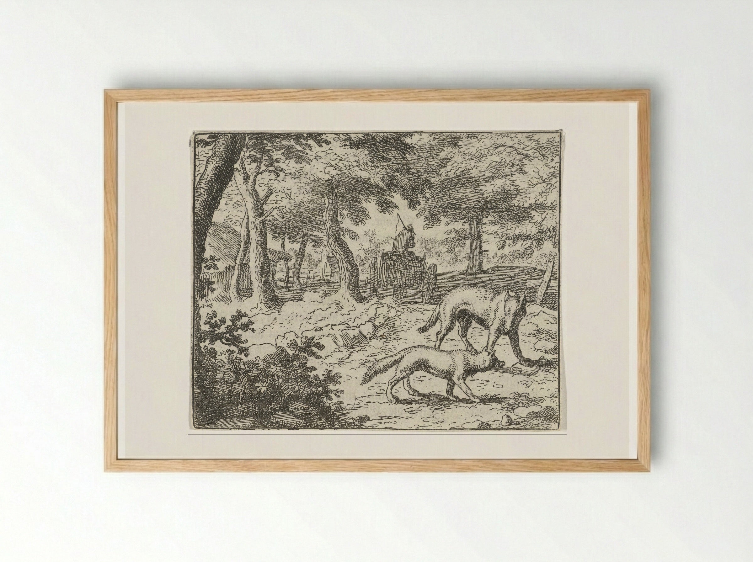 Grimbeert de das en Reinaert de vos - Allaert van Everdingen - Framed Print Wood