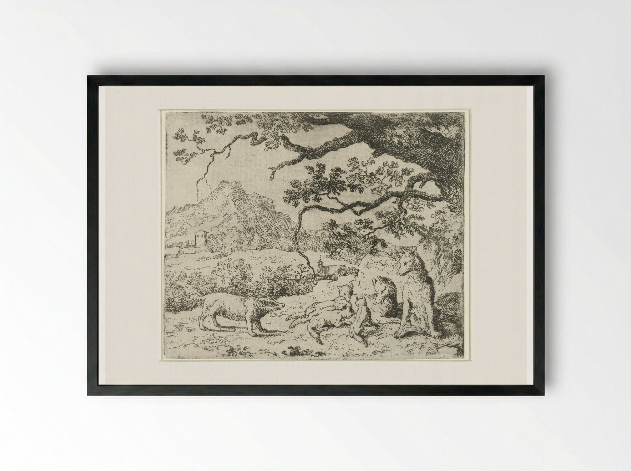 Grimbeert the Badger Summons Reynard the Fox - Allaert van Everdingen - Framed Print Black