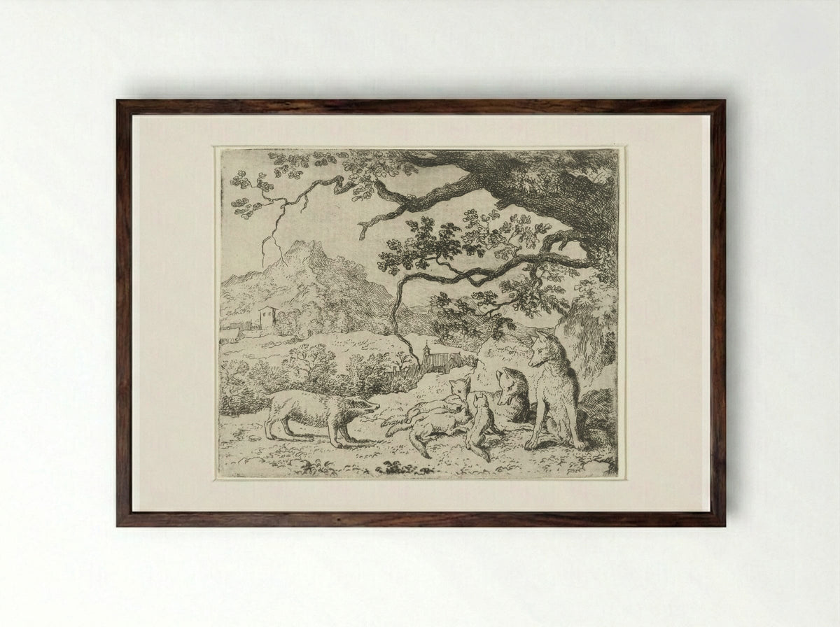Grimbeert the Badger Summons Reynard the Fox - Allaert van Everdingen - Framed Print Dark Wood