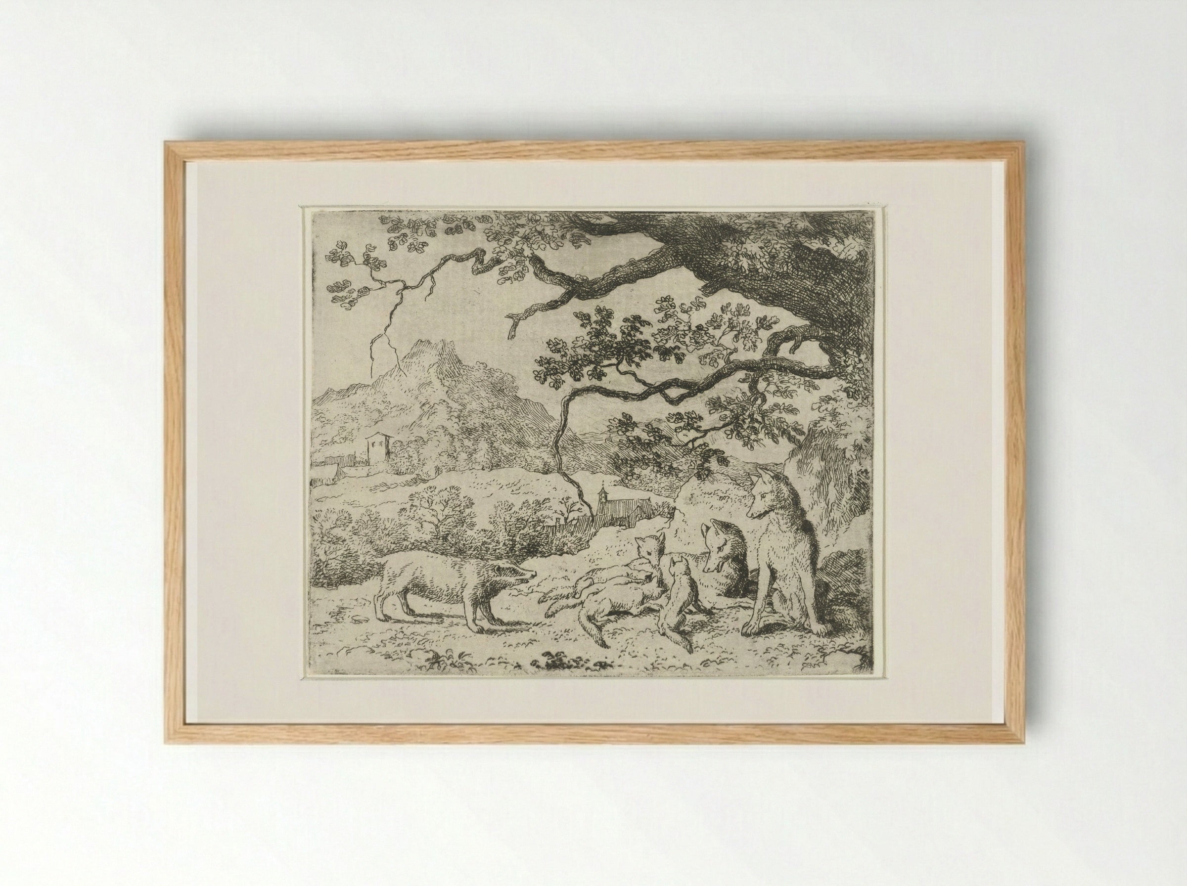 Grimbeert the Badger Summons Reynard the Fox - Allaert van Everdingen - Framed Print Wood