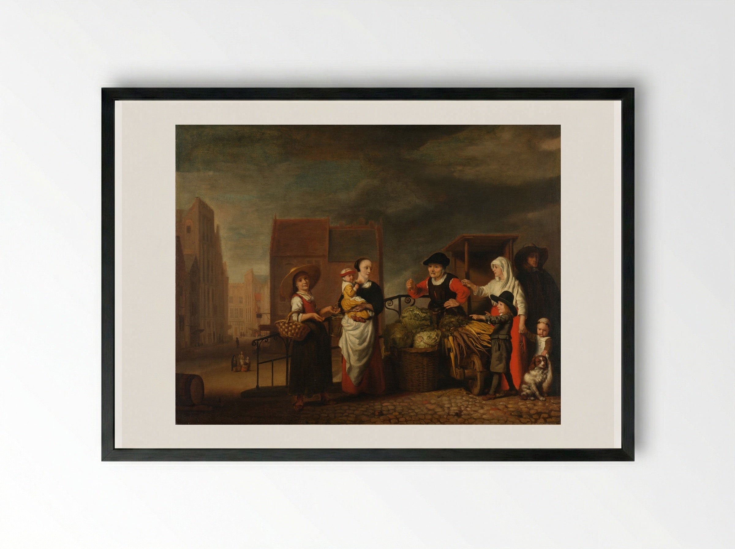 Groentemarkt - Nicolaes Maes - Framed Print Black