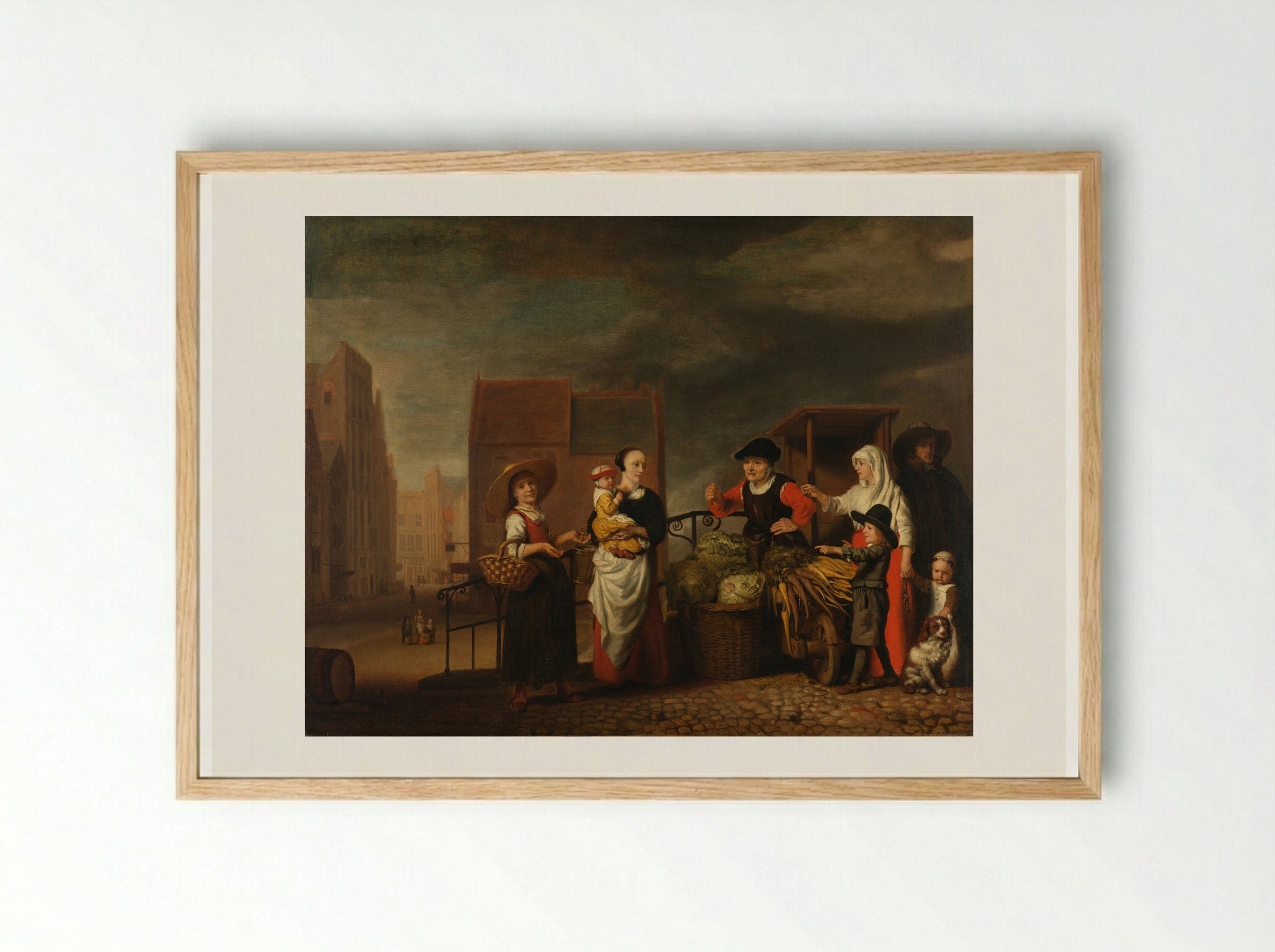 Groentemarkt - Nicolaes Maes - Framed Print Wood