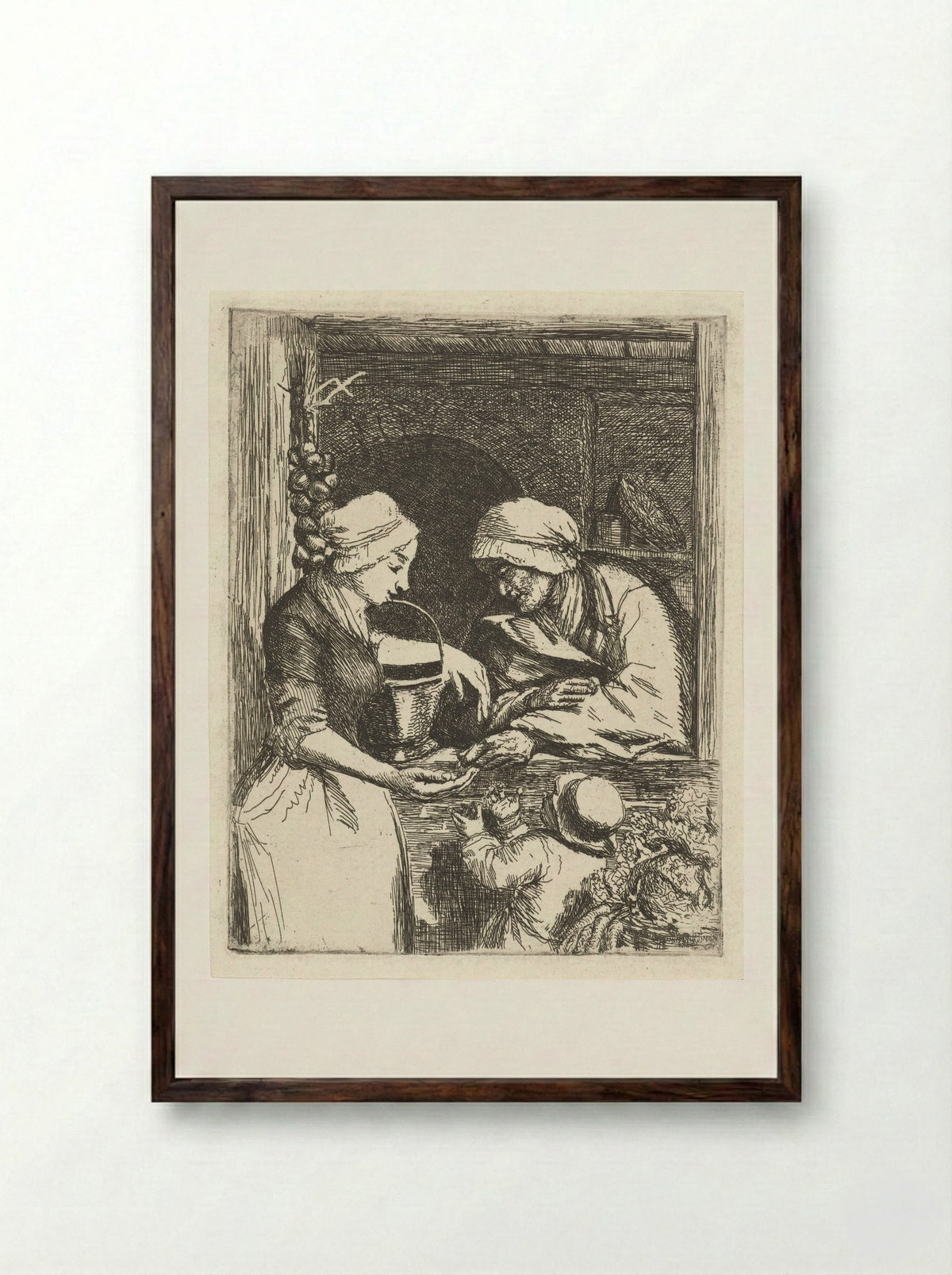 Groenteverkoopster - Louis Bernard Coclers - Framed Print Dark Wood