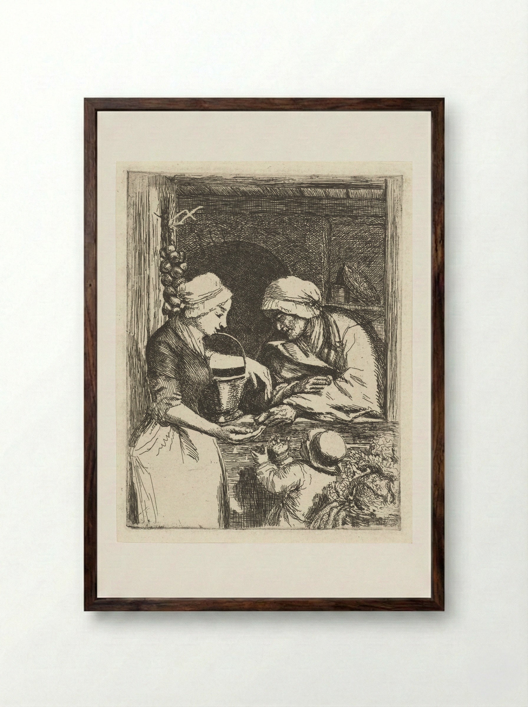 Groenteverkoopster - Louis Bernard Coclers - Framed Print Dark Wood