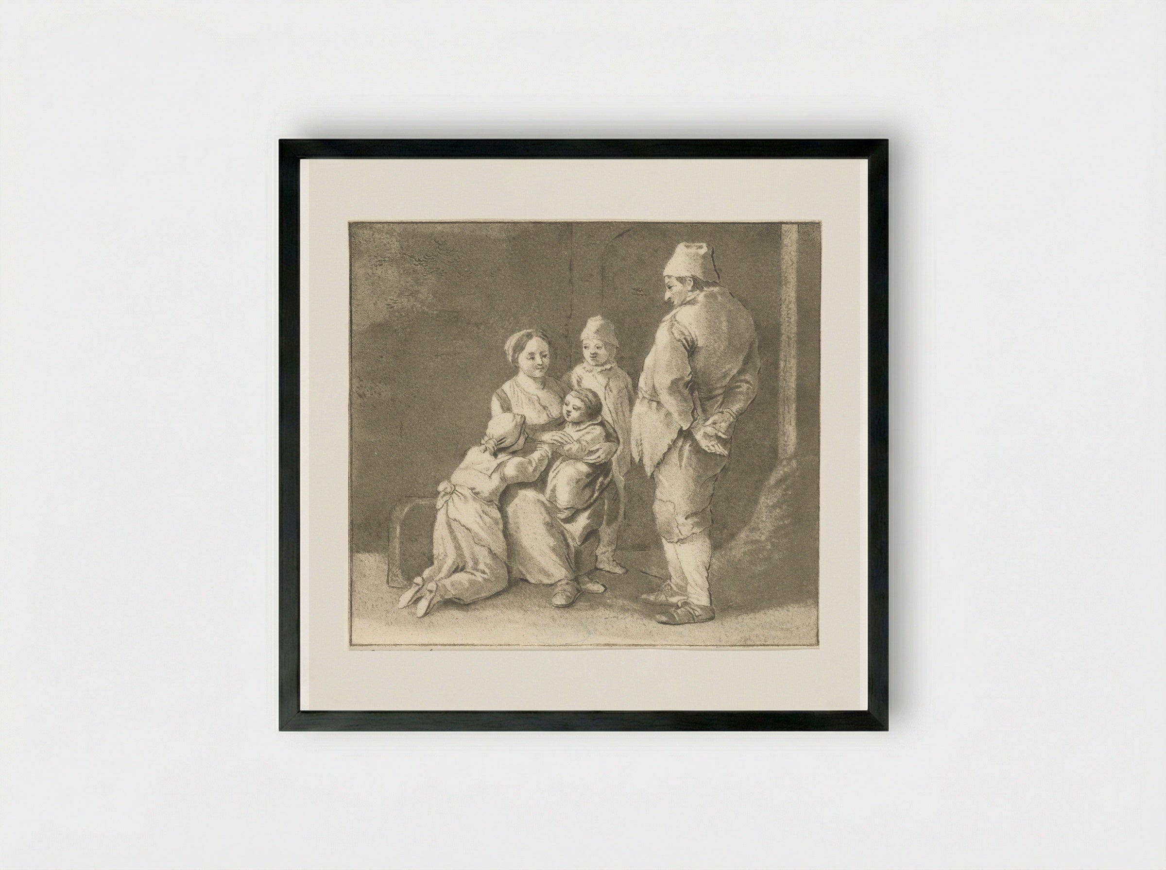 Groep figuren (Group of Figures) - Cornelis van Noorde - Framed Print Black