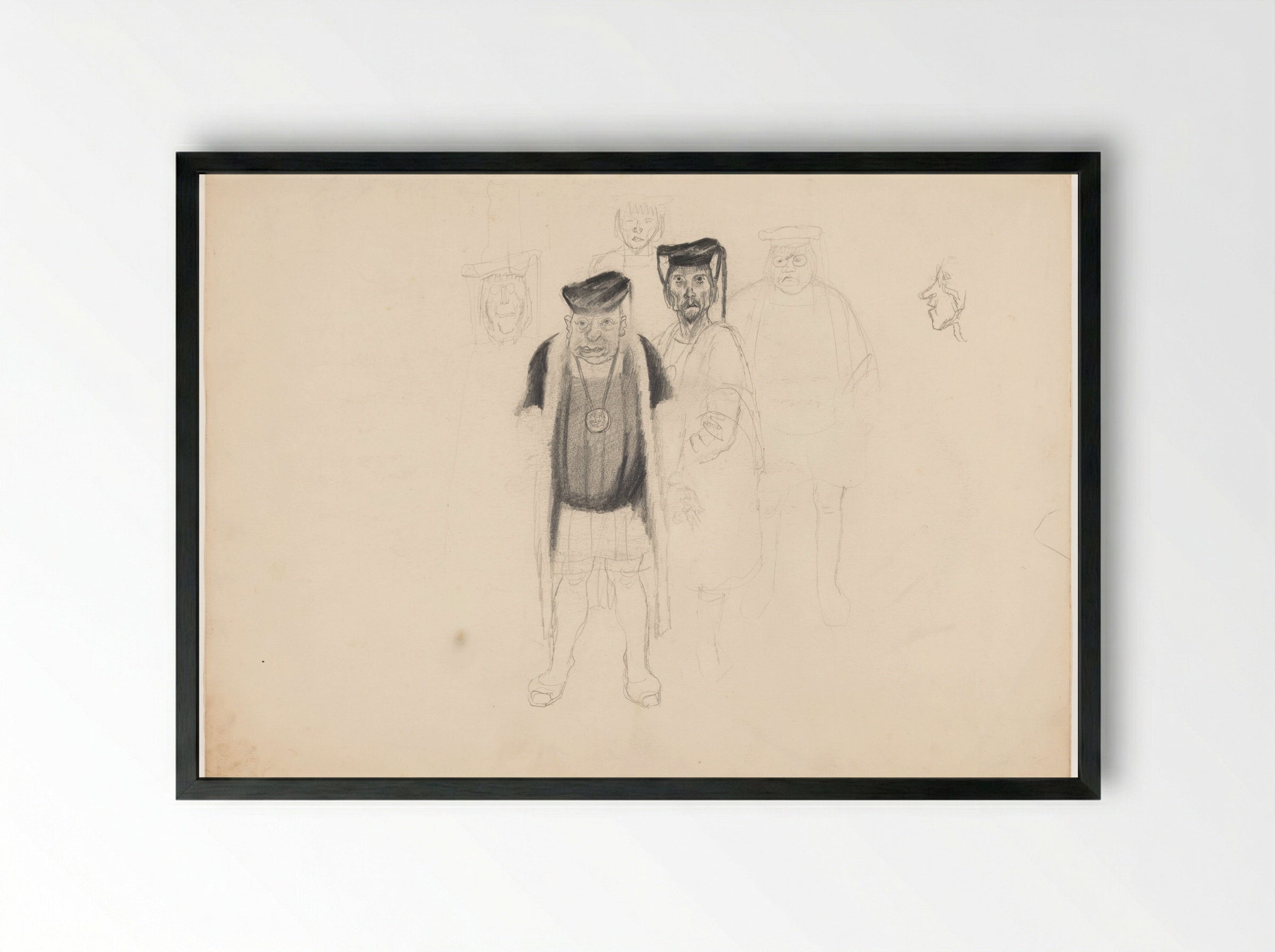 Groep staande figuren - Henk Henriët - Framed Print Black