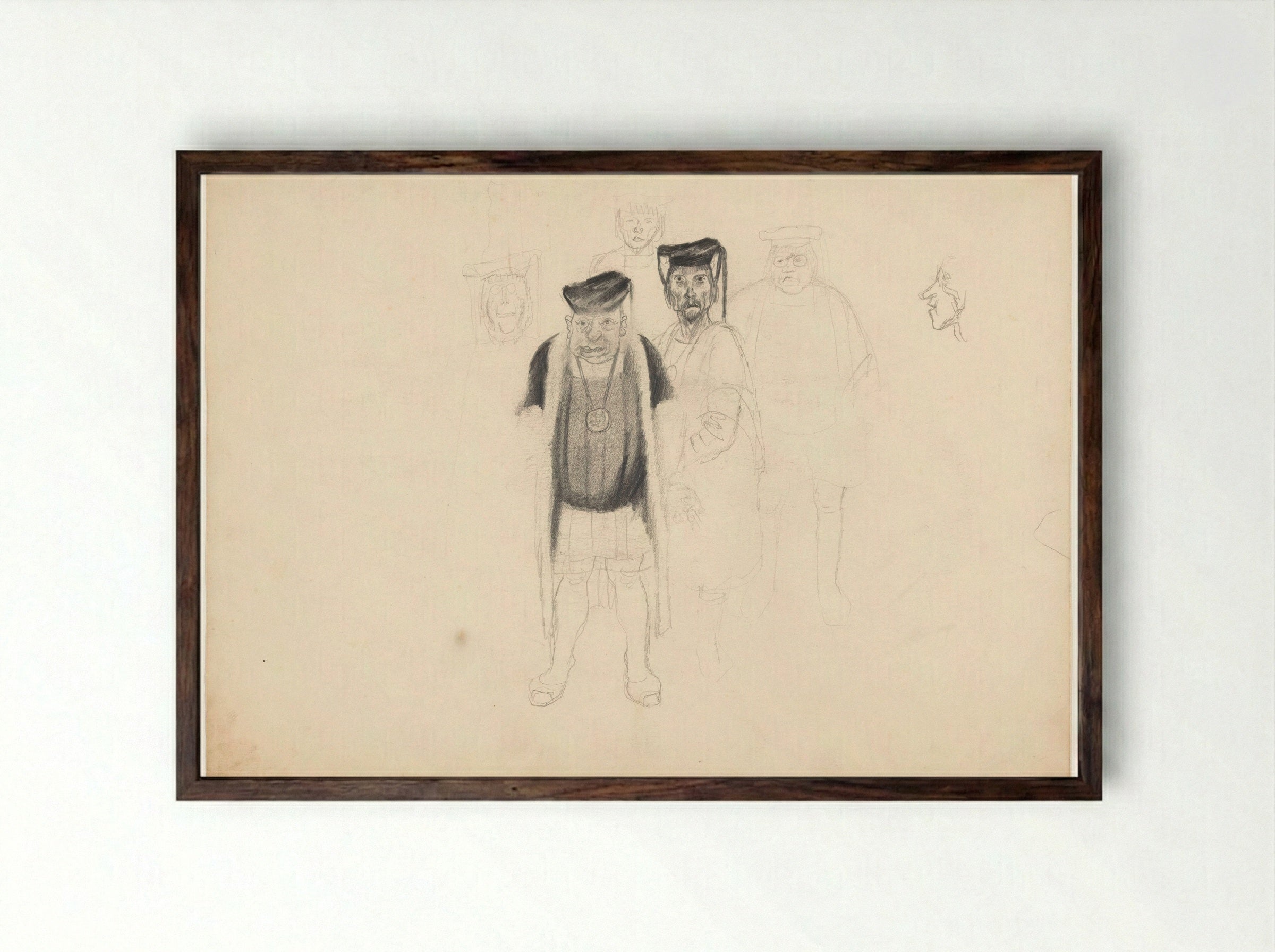 Groep staande figuren - Henk Henriët - Framed Print Dark Wood