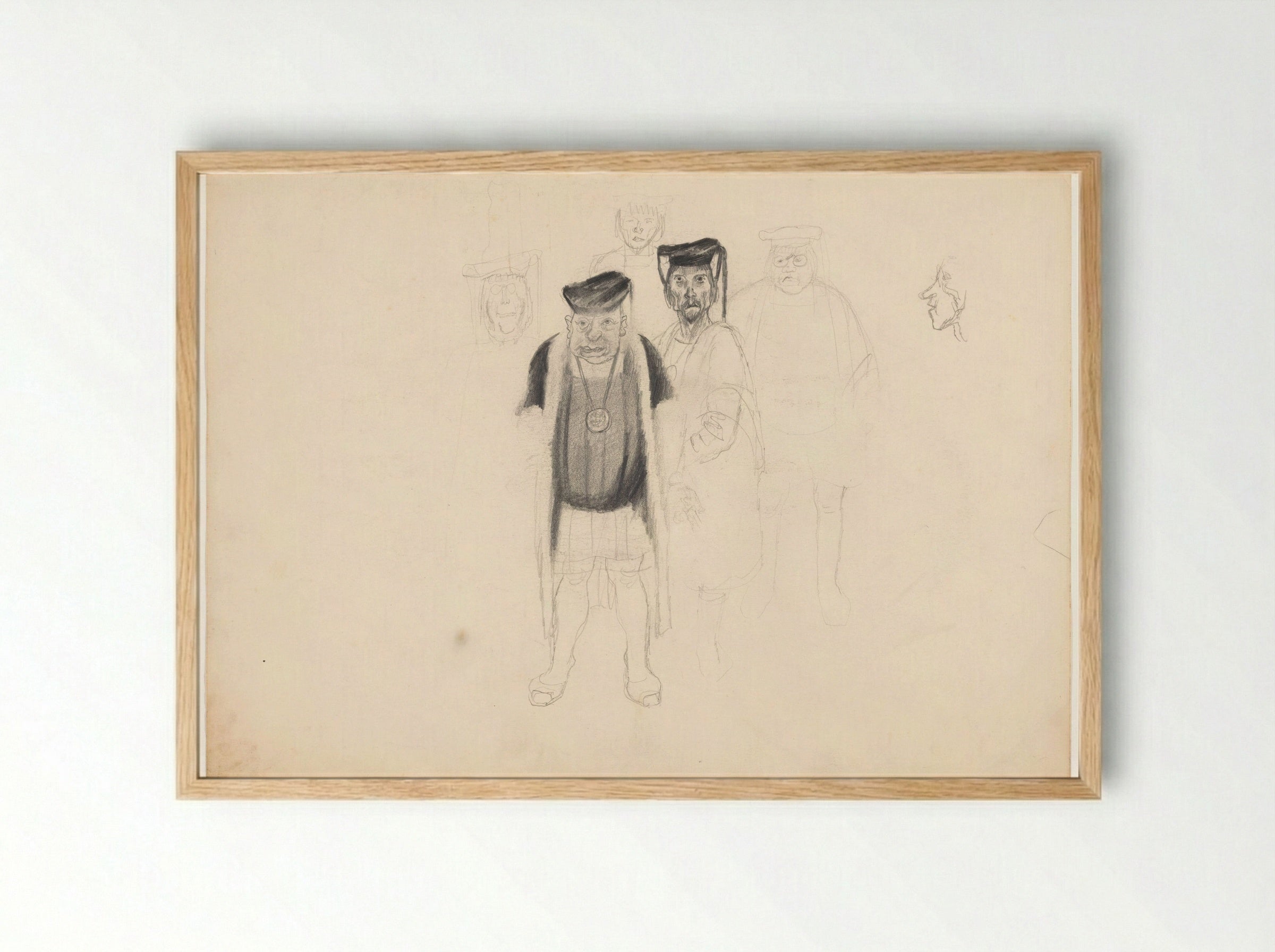 Groep staande figuren - Henk Henriët - Framed Print Wood