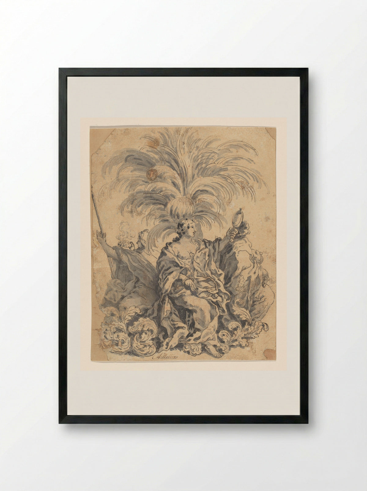 Groep van suikerwerk met Geloof, Voorzichtigheid en Trouw - Giovanni Battista Lenardi - Framed Print Black