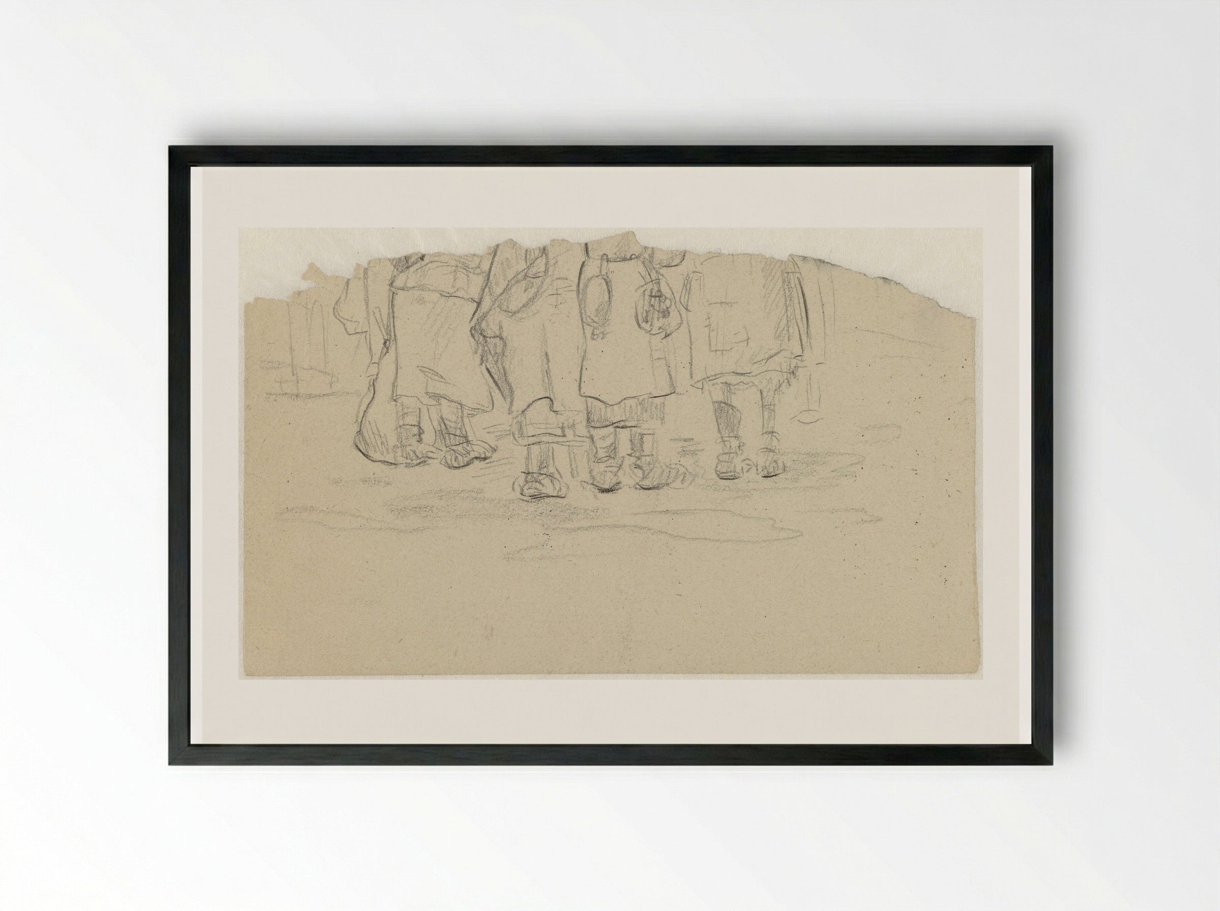 Groep vrouwen in winterkleding in Ravensbrück - Aat Breur-Hibma - Framed Print Black