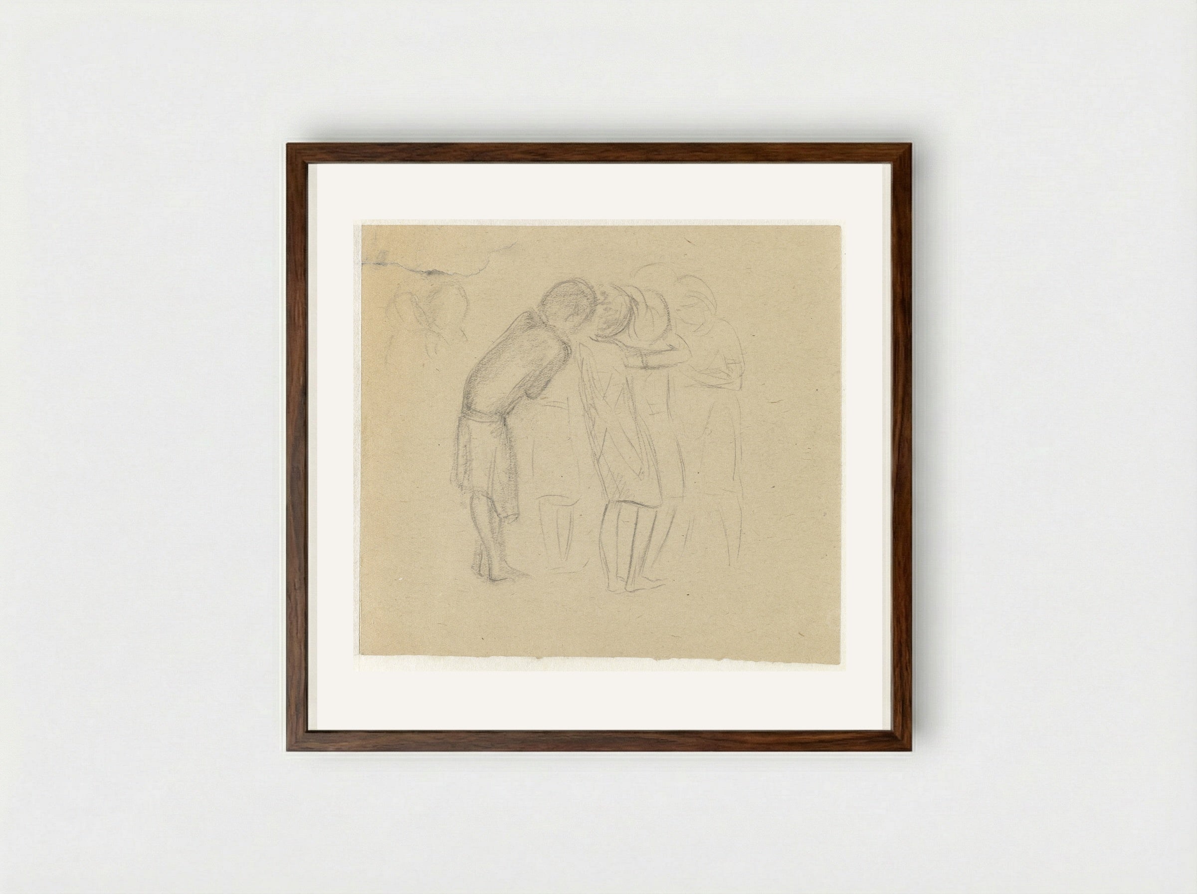Groepje gevangenen in Ravensbrück - Aat Breur-Hibma - Framed Print Dark Wood
