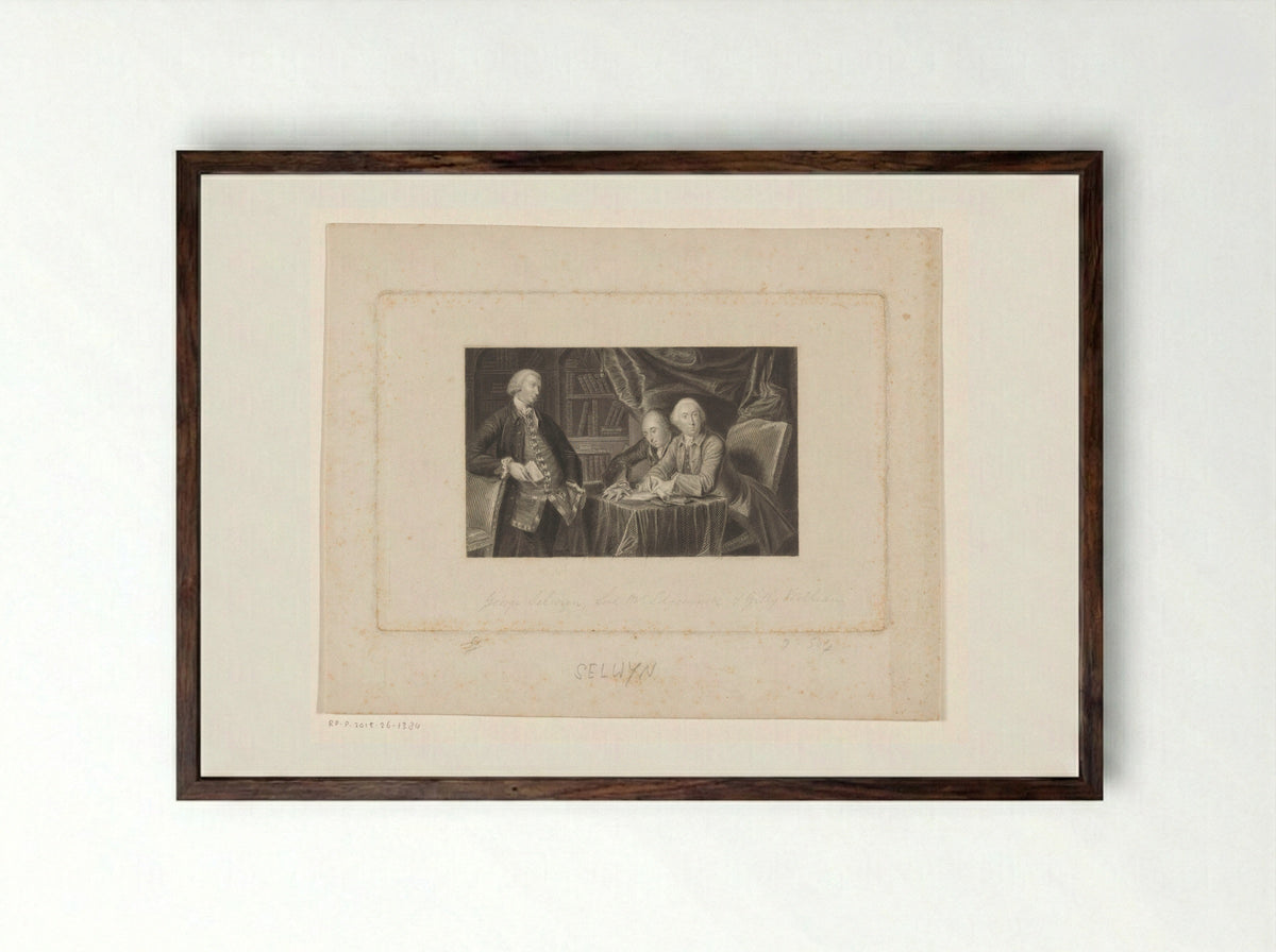 Groepsportret van Richard Edgcumbe, George Augustus Selwyn en George Williams - William Greatbach - Framed Print Dark Wood